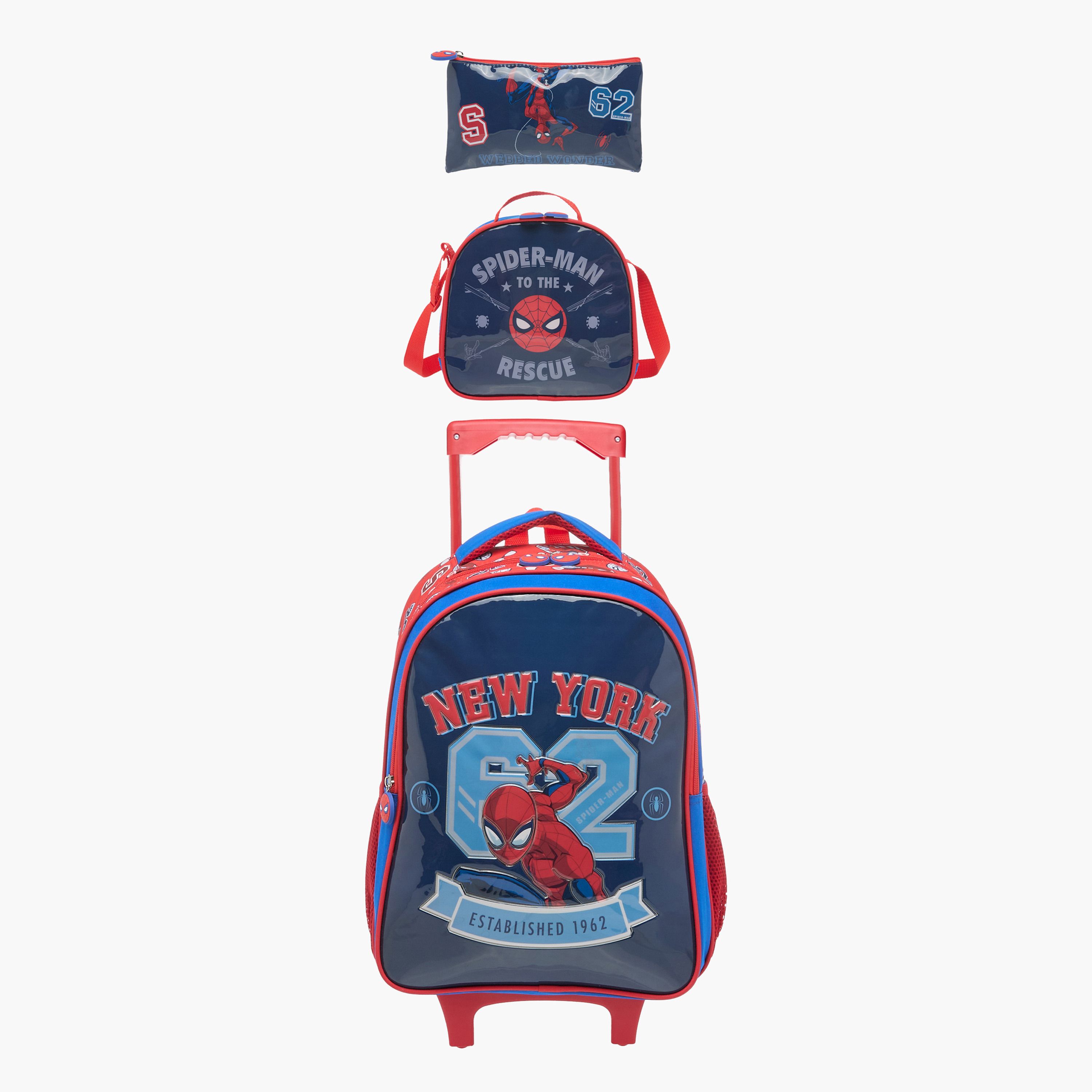 Marvel Spider-Man 3-Piece School Trolley Bag Set for Boys 5-8 Years with Lunch Bag and Pencil Pouch -school-bagsandbackpacks-trolleybags-image-1