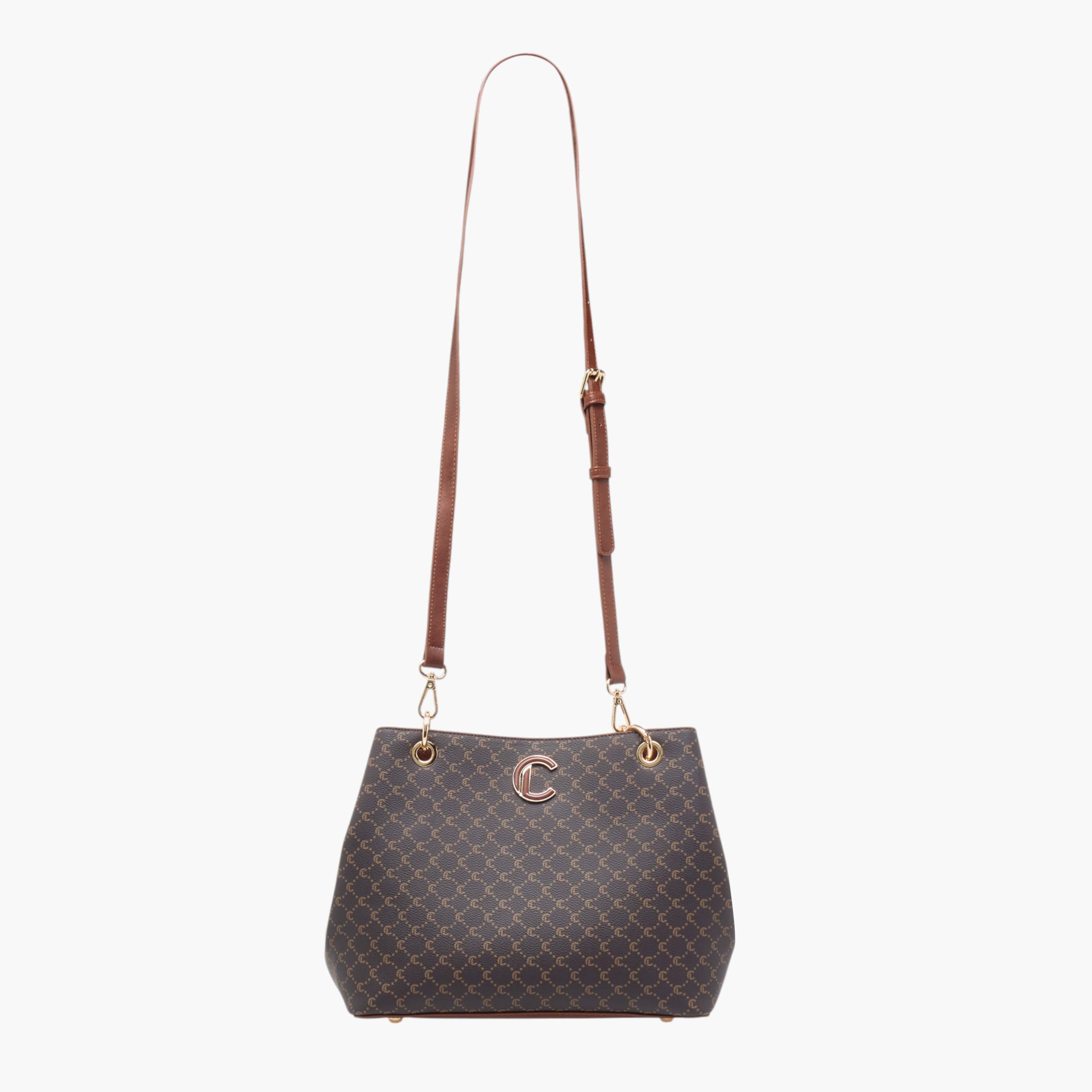 شنطة توت بطبعات مونوجرام وحزام قابل للفصل وسحاب إغلاق من لوكونفورت-women-bagsandwallets-handbags-image-3