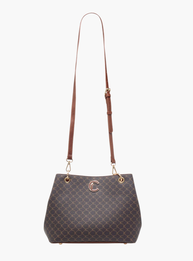 شنطة توت بطبعات مونوجرام وحزام قابل للفصل وسحاب إغلاق من لوكونفورت-women-bagsandwallets-handbags-image-3