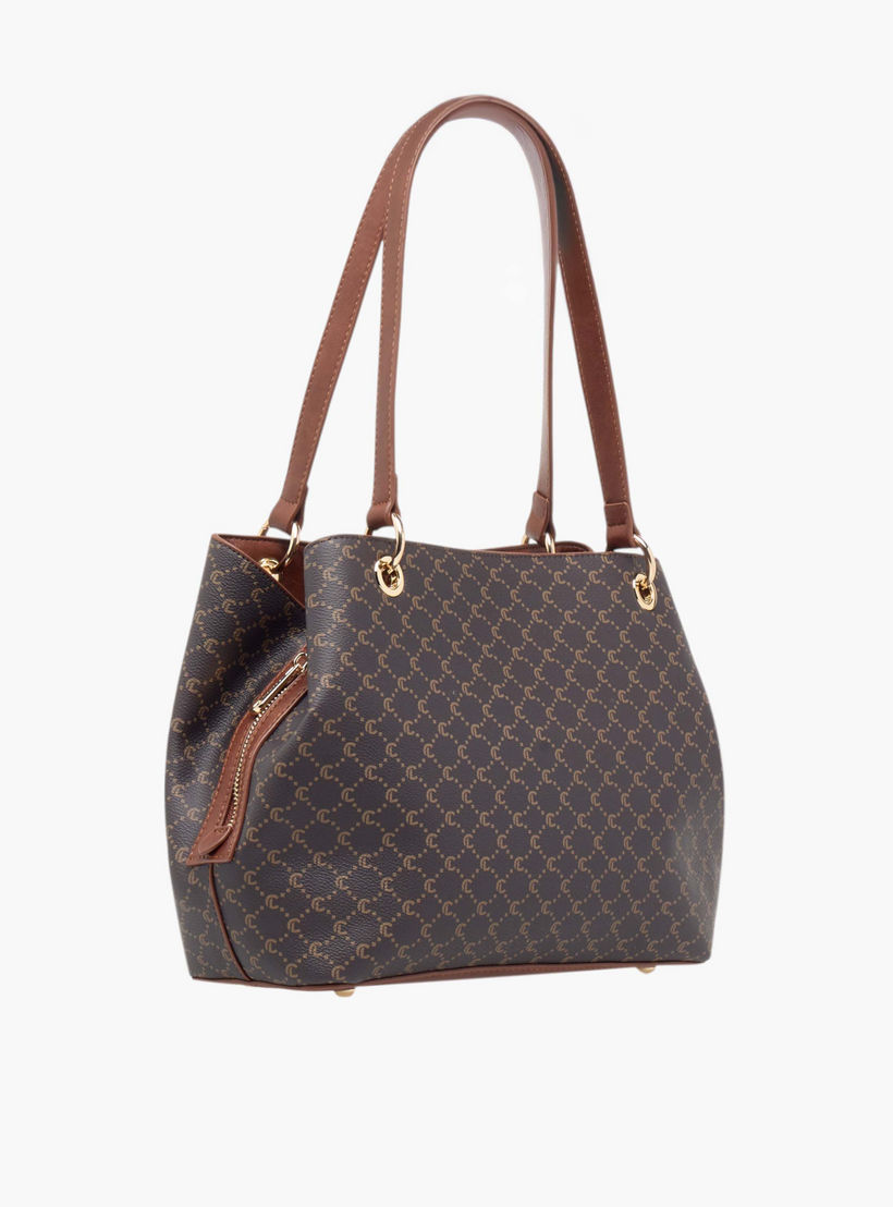 شنطة توت بطبعات مونوجرام وحزام قابل للفصل وسحاب إغلاق من لوكونفورت-women-bagsandwallets-handbags-image-4