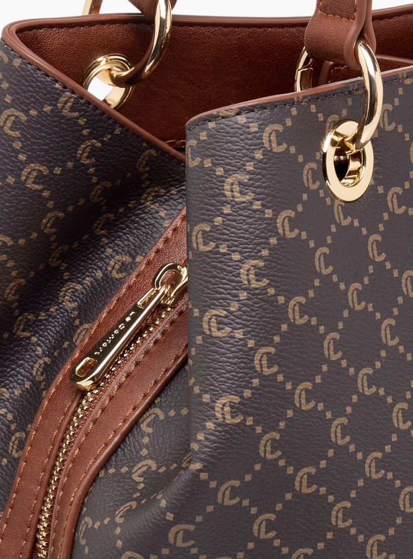 شنطة توت بطبعات مونوجرام وحزام قابل للفصل وسحاب إغلاق من لوكونفورت-women-bagsandwallets-handbags-image-6