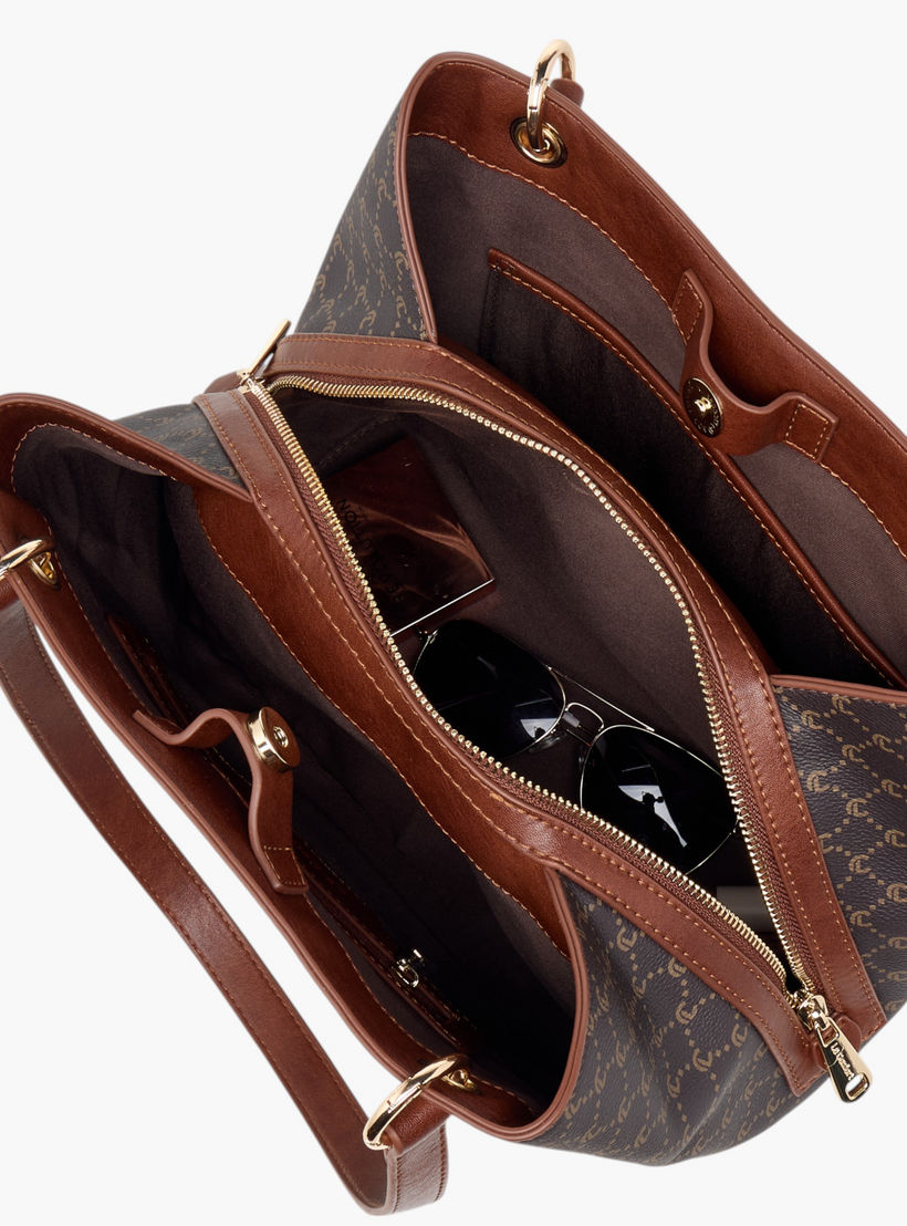 شنطة توت بطبعات مونوجرام وحزام قابل للفصل وسحاب إغلاق من لوكونفورت-women-bagsandwallets-handbags-image-9