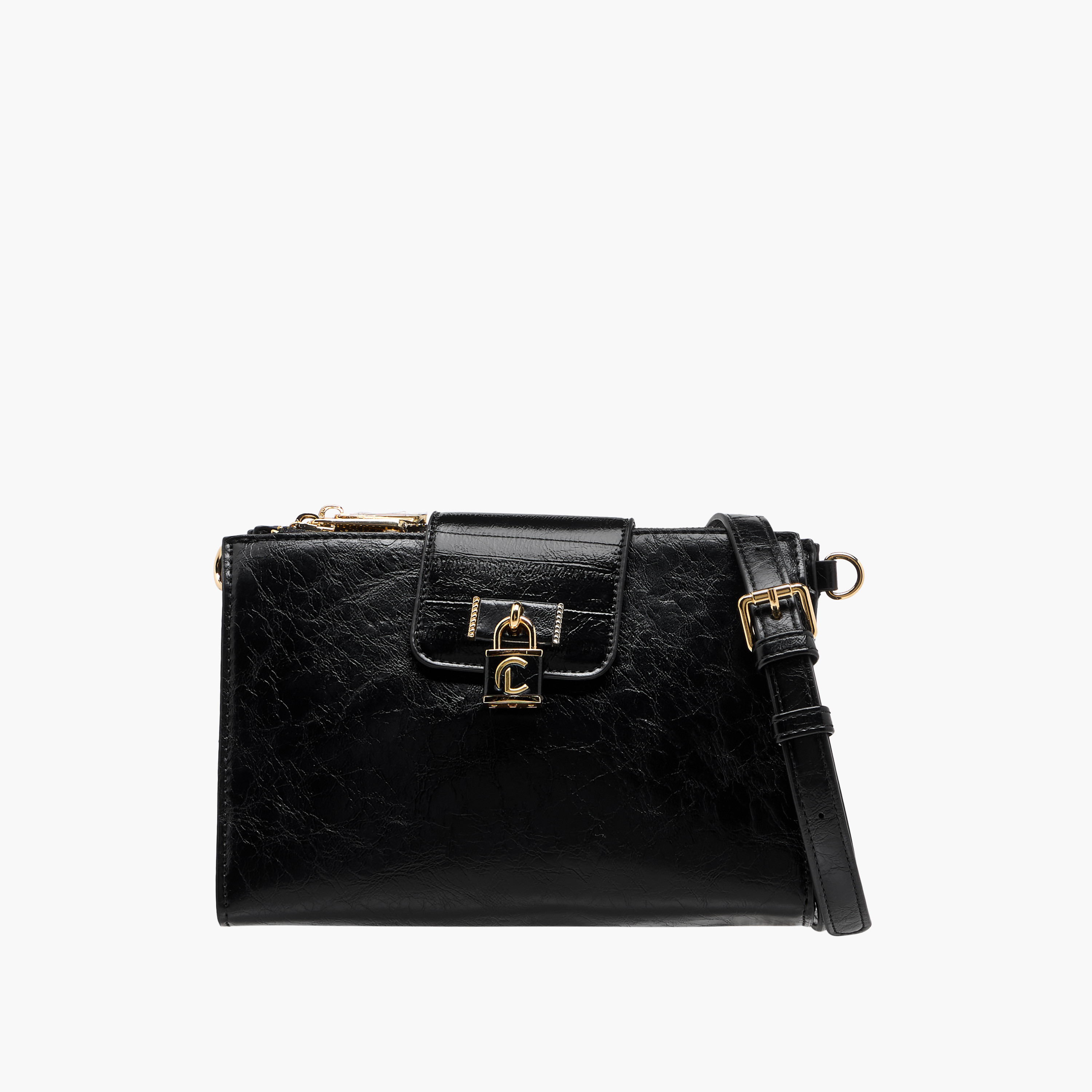 Le Confort Textured Crossbody Bag with Detachable Strap and Zip Closure-women-bagsandwallets-handbags-image-1