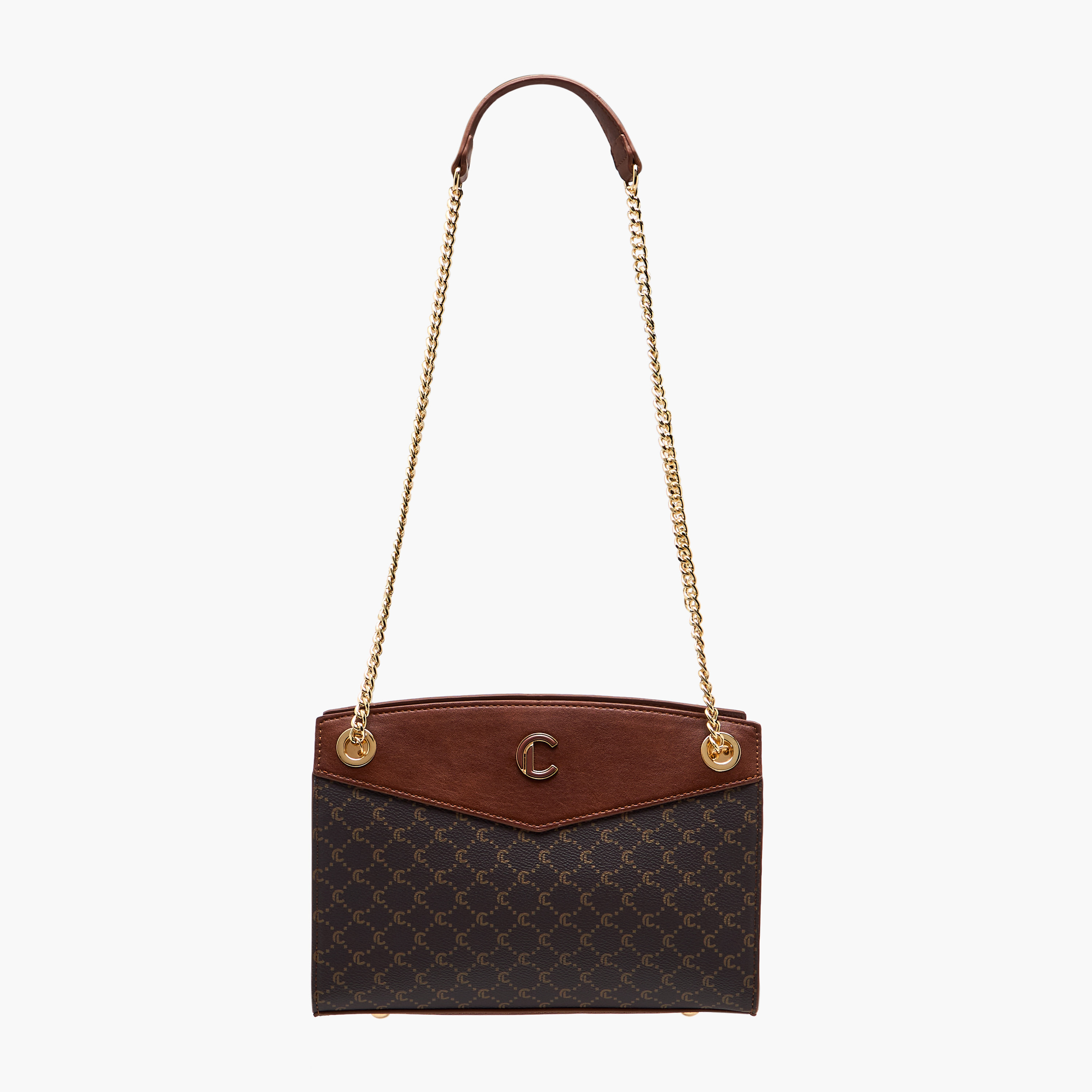 Le Confort Monogram Print Shoulder Bag with Chain Strap and Zip Closure-women-bagsandwallets-handbags-image-3