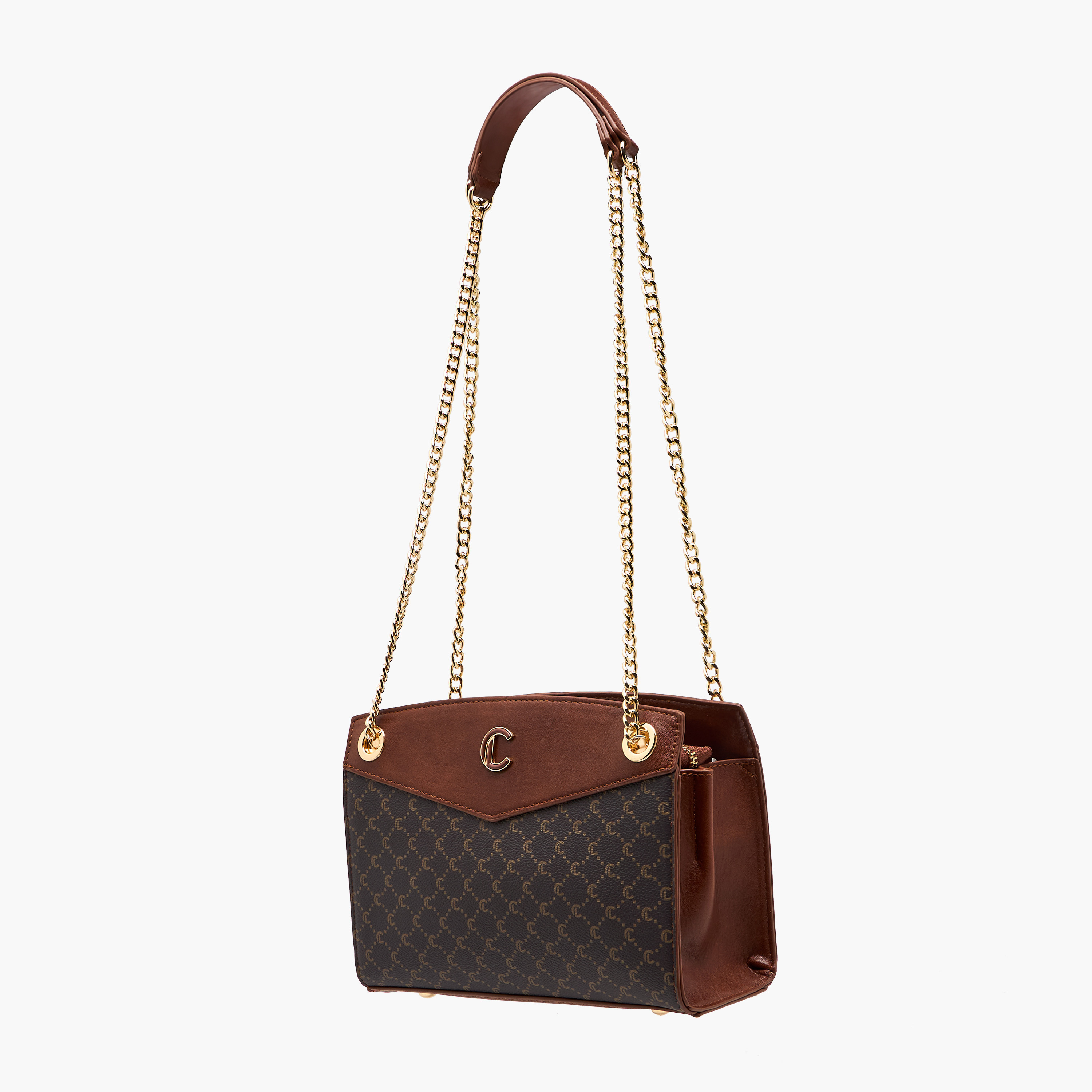 Le Confort Monogram Print Shoulder Bag with Chain Strap and Zip Closure-women-bagsandwallets-handbags-image-4