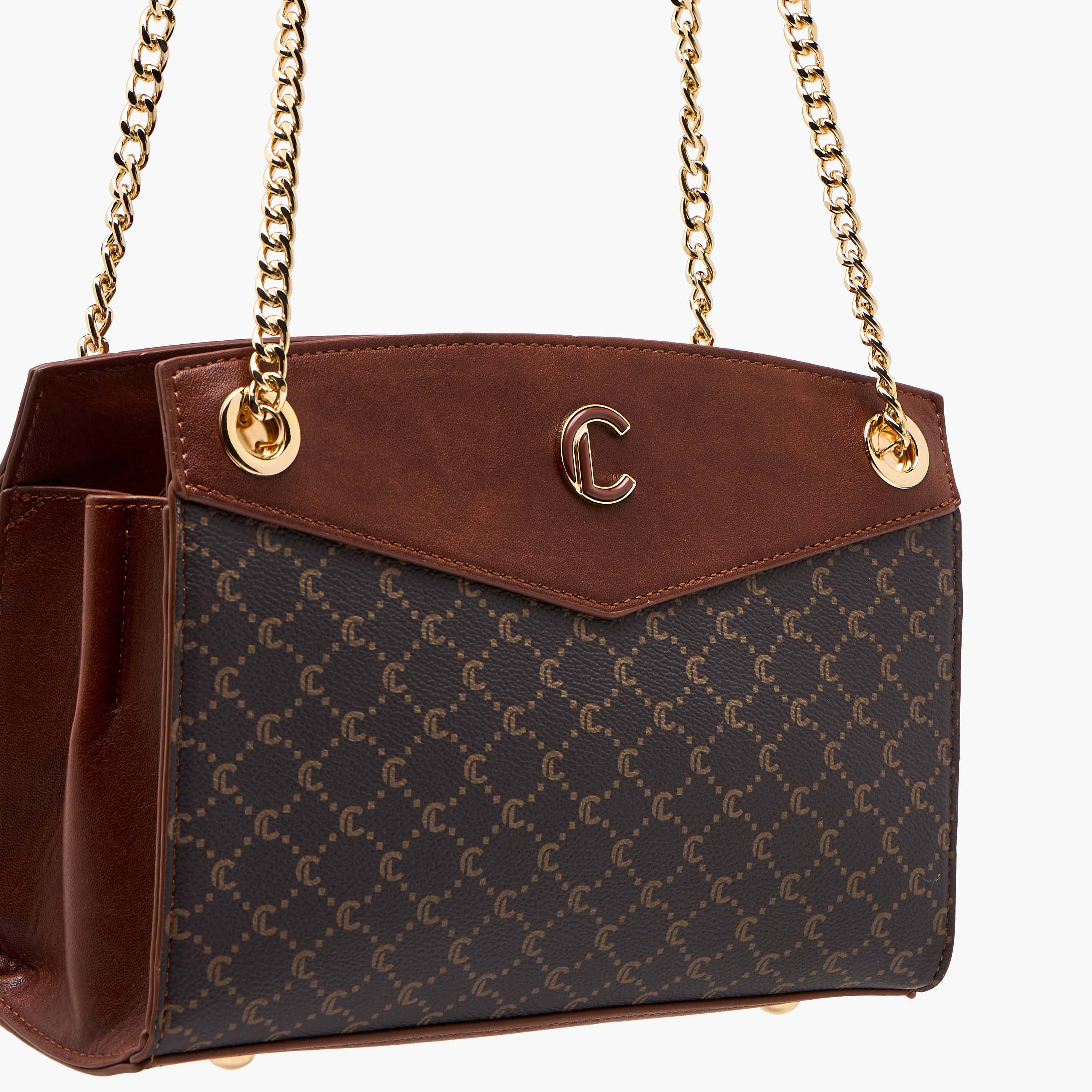 Le Confort Monogram Print Shoulder Bag with Chain Strap and Zip Closure-women-bagsandwallets-handbags-image-6