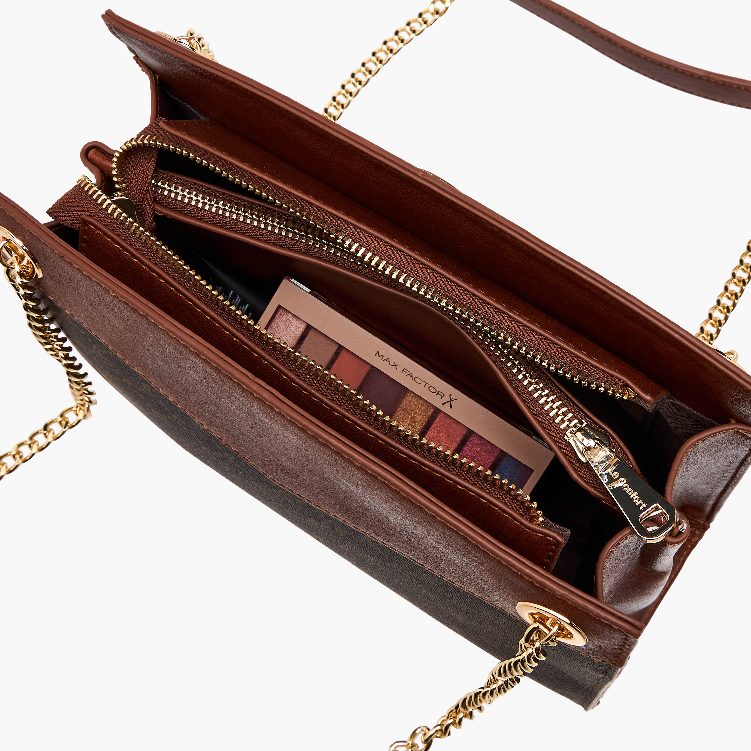 Le Confort Monogram Print Shoulder Bag with Chain Strap and Zip Closure-women-bagsandwallets-handbags-image-9