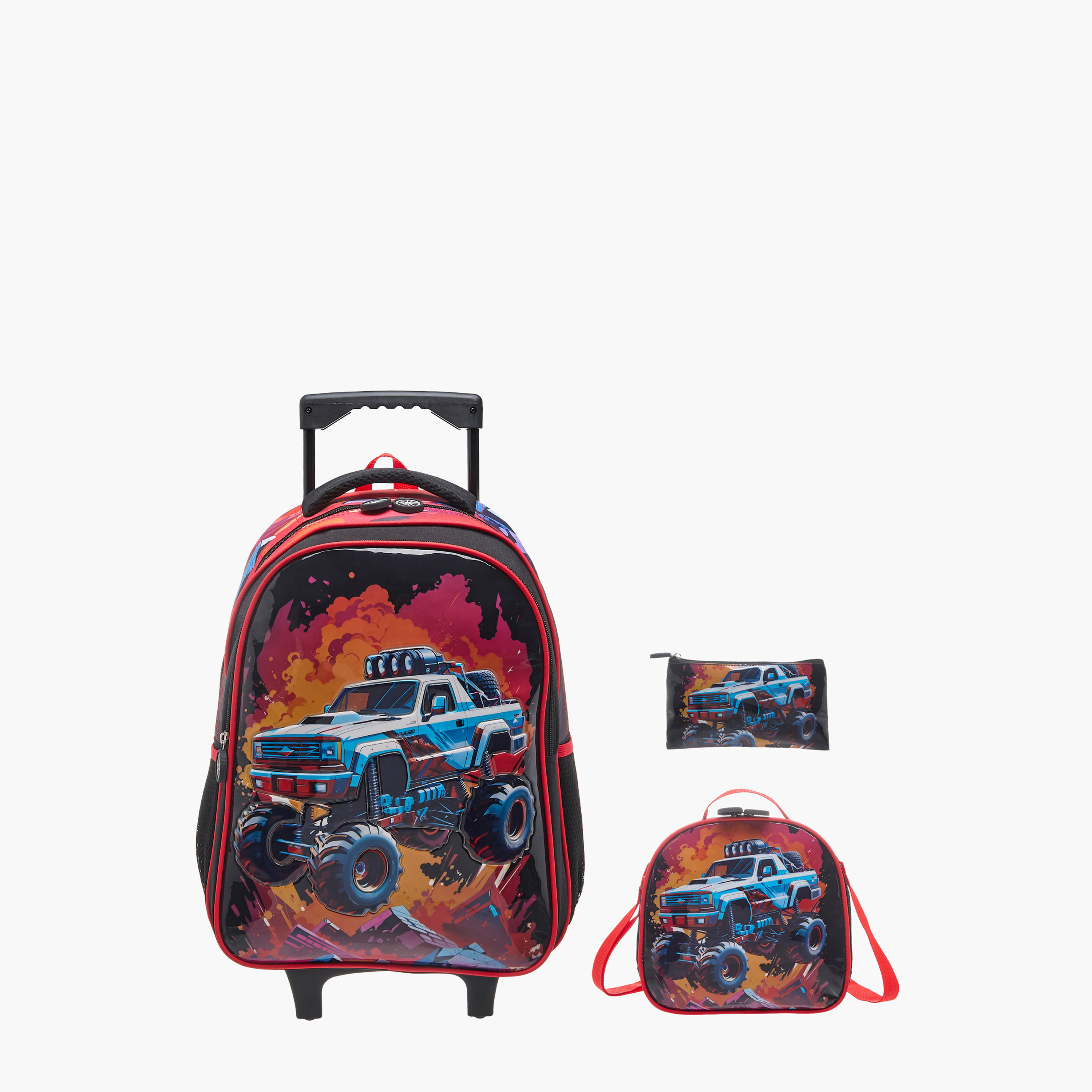 Juniors Vehicles 3-Piece School Trolley Bag Set for Boys 5-8 Years with Lunch Bag and Pencil Pouch -school-bagsandbackpacks-trolleybags-image-1