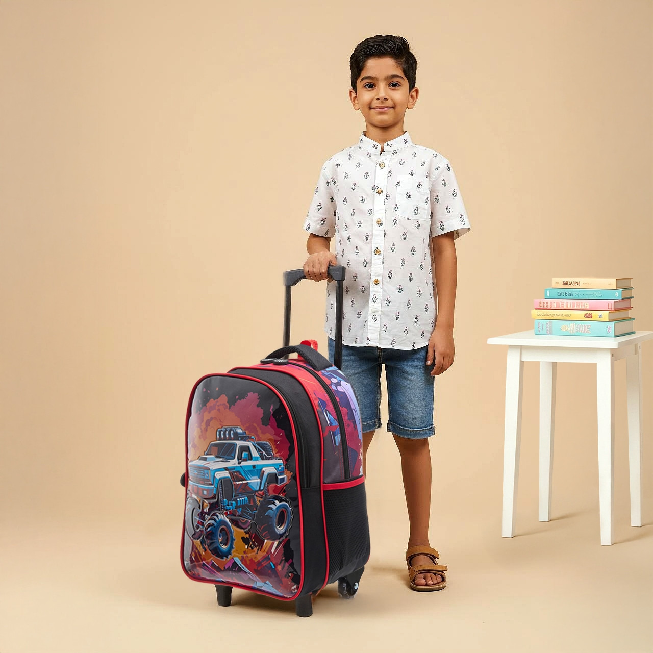 Juniors Vehicles 3-Piece School Trolley Bag Set for Boys 5-8 Years with Lunch Bag and Pencil Pouch -school-bagsandbackpacks-trolleybags-image-2