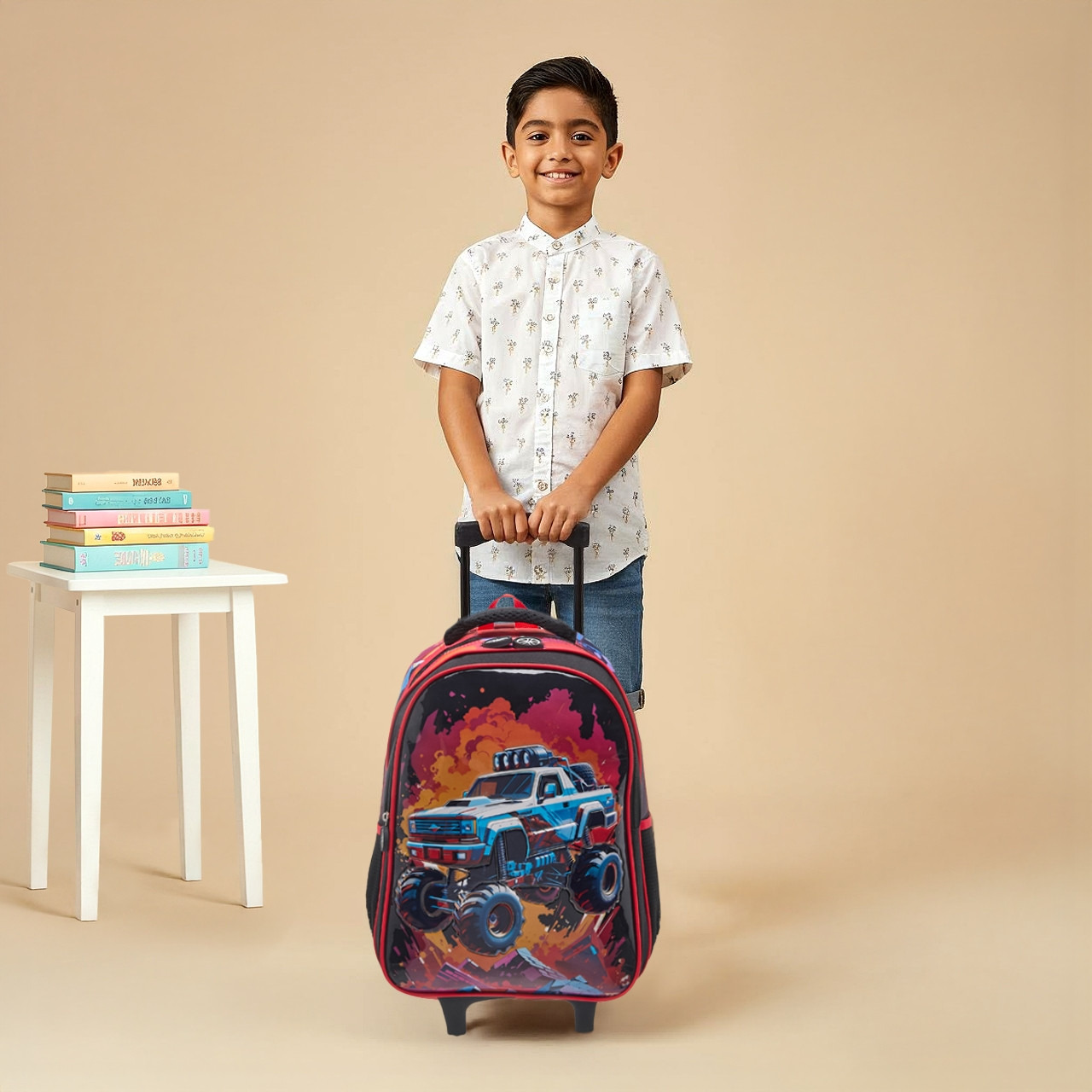 Juniors Vehicles 3-Piece School Trolley Bag Set for Boys 5-8 Years with Lunch Bag and Pencil Pouch -school-bagsandbackpacks-trolleybags-image-3