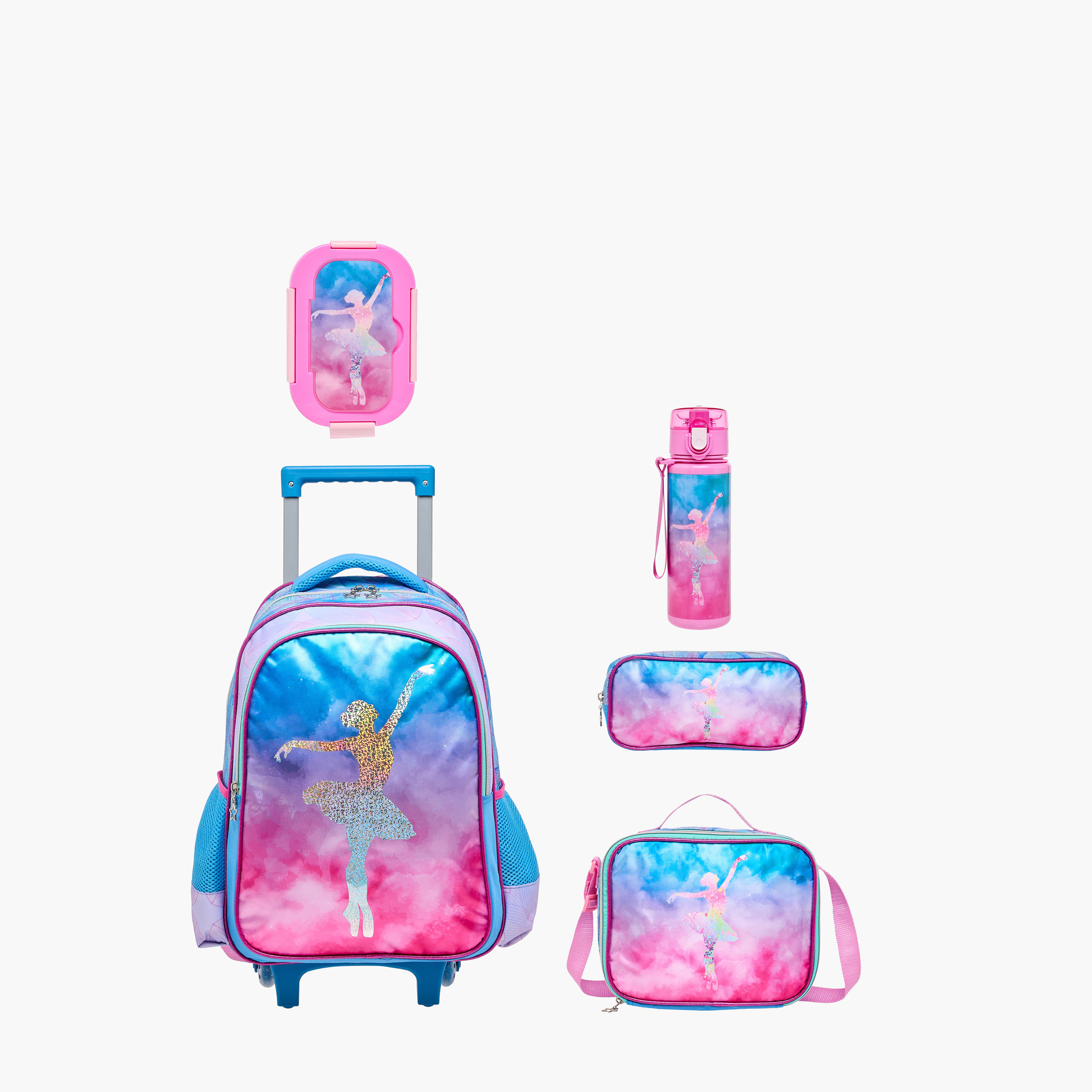 Juniors Printed 5-Piece School Trolley Bag Set for Girls 5-8 Years with Lunch Bag and Pencil Pouch -school-bagsandbackpacks-trolleybags-image-2