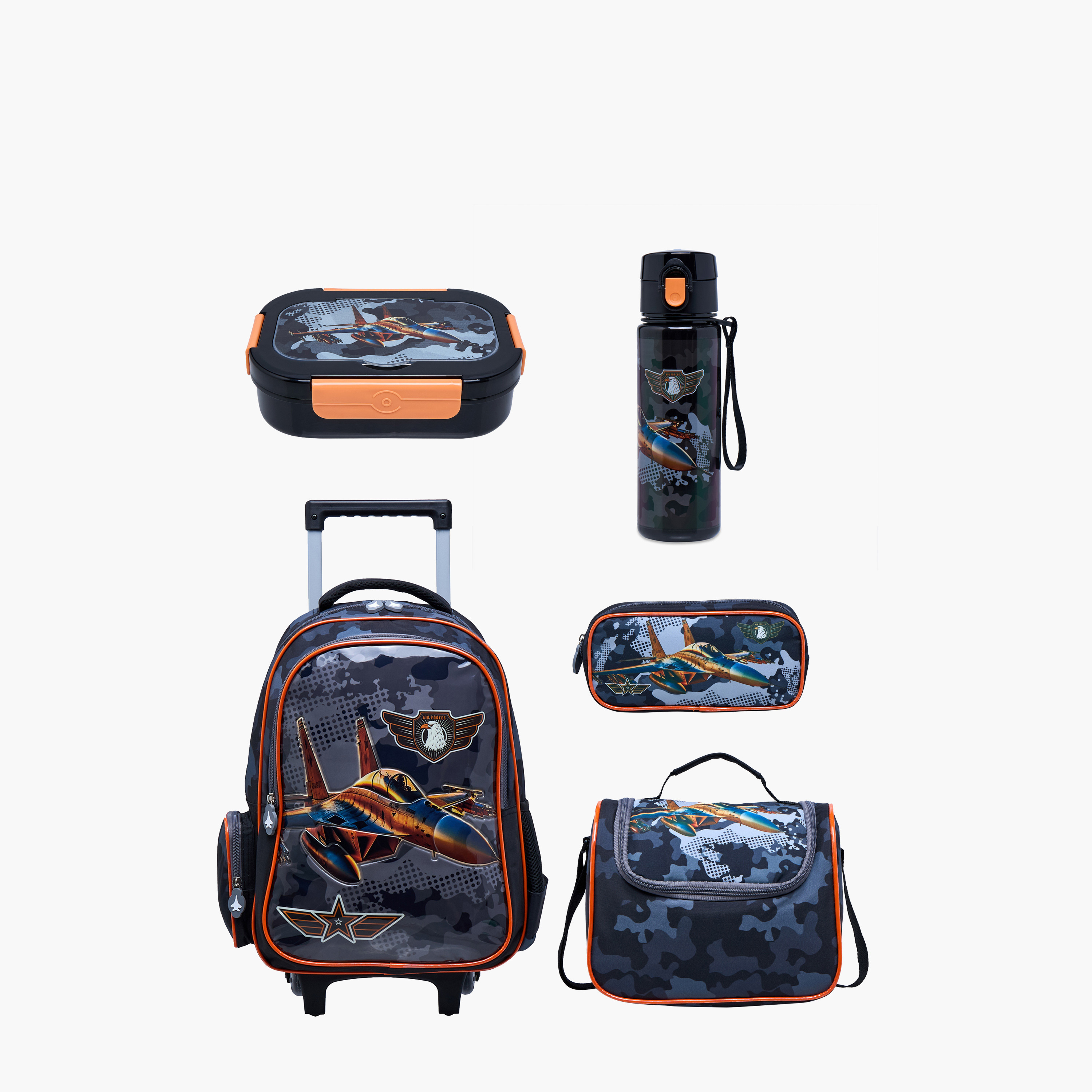Juniors Printed 5-Piece School Trolley Bag Set for Boys 5-8 Years with Lunch Bag and Pencil Pouch -school-bagsandbackpacks-trolleybags-image-1