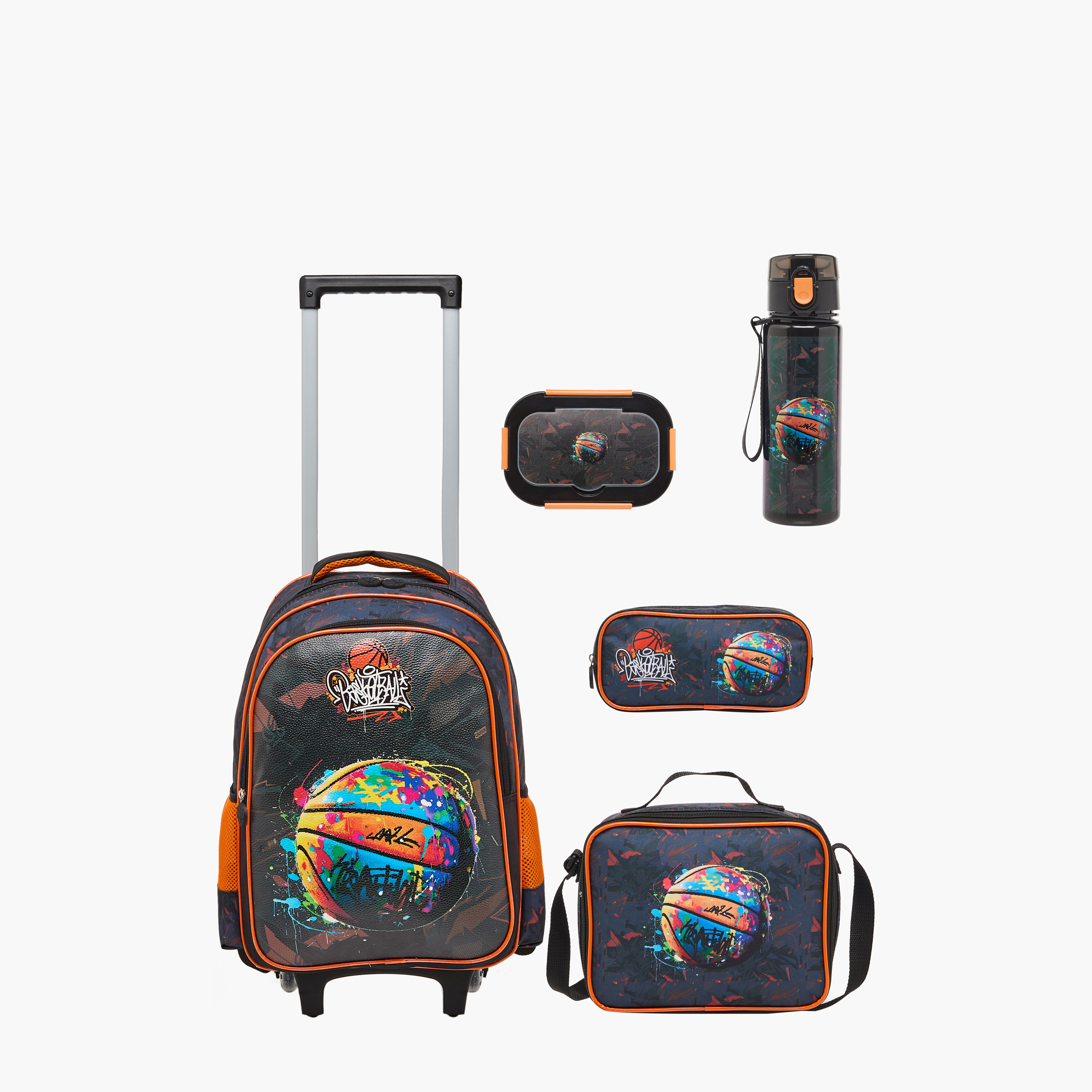 طقم شنطة ترولي مدرسية 5 قطع للأولاد 5-8 سنوات مع شنطة غداء ومقلمة بتصميم فضاء من جونيورز-school-bagsandbackpacks-trolleybags-image-10