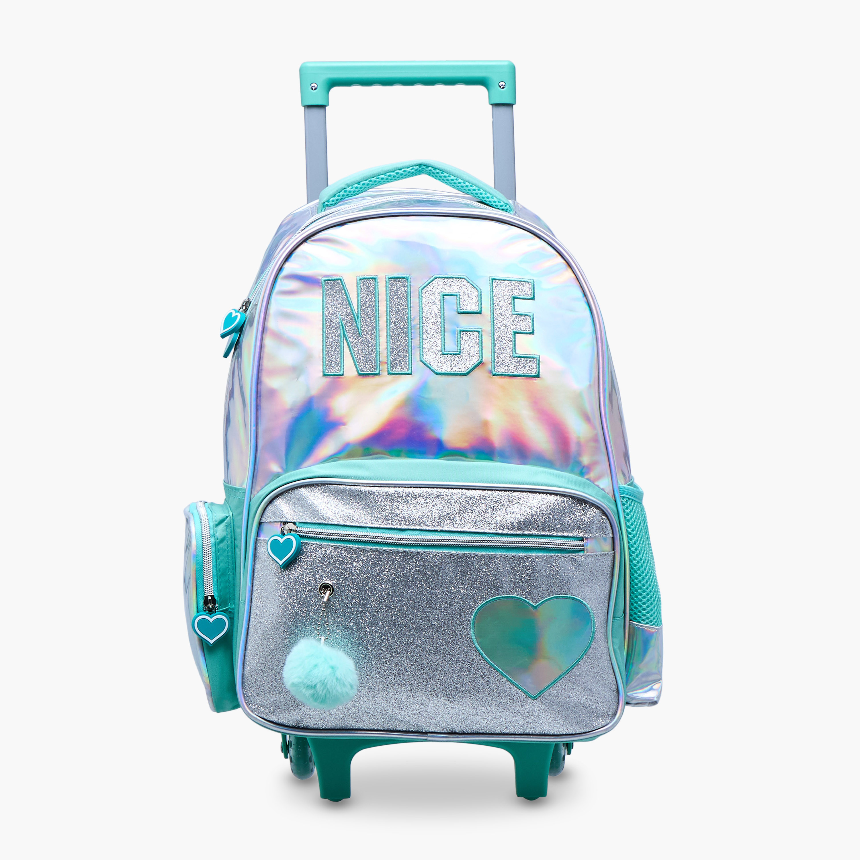 Juniors Metallic 5-Piece School Trolley Bag Set for Girls 5-8 Years with Lunch Bag and Pencil Pouch -school-bagsandbackpacks-trolleybags-image-2