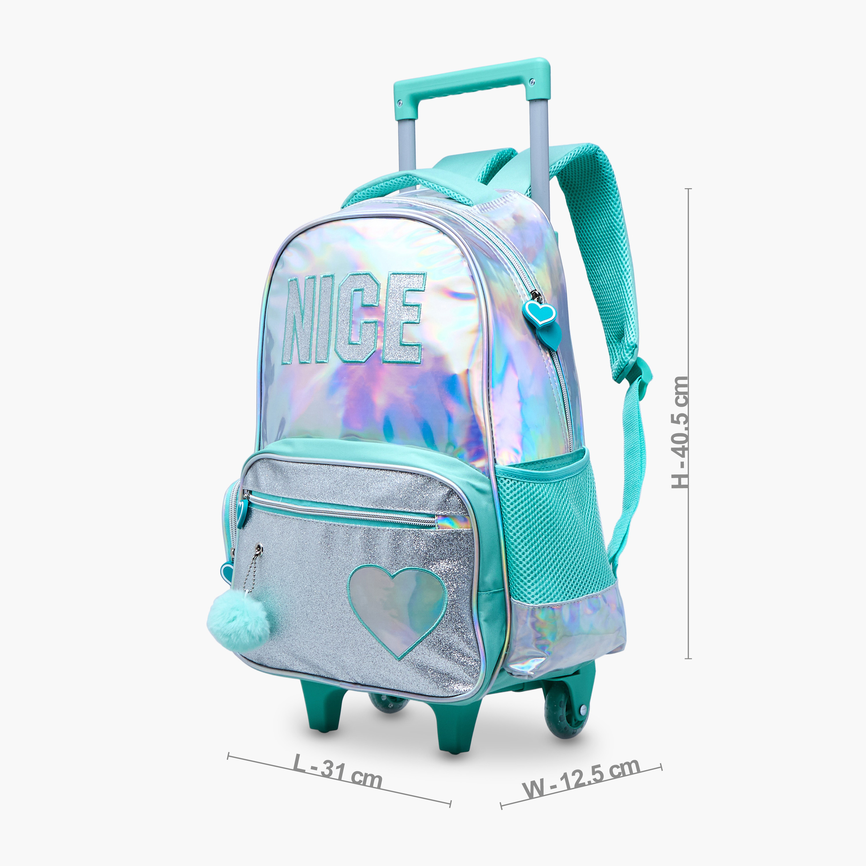 Juniors Metallic 5-Piece School Trolley Bag Set for Girls 5-8 Years with Lunch Bag and Pencil Pouch -school-bagsandbackpacks-trolleybags-image-4