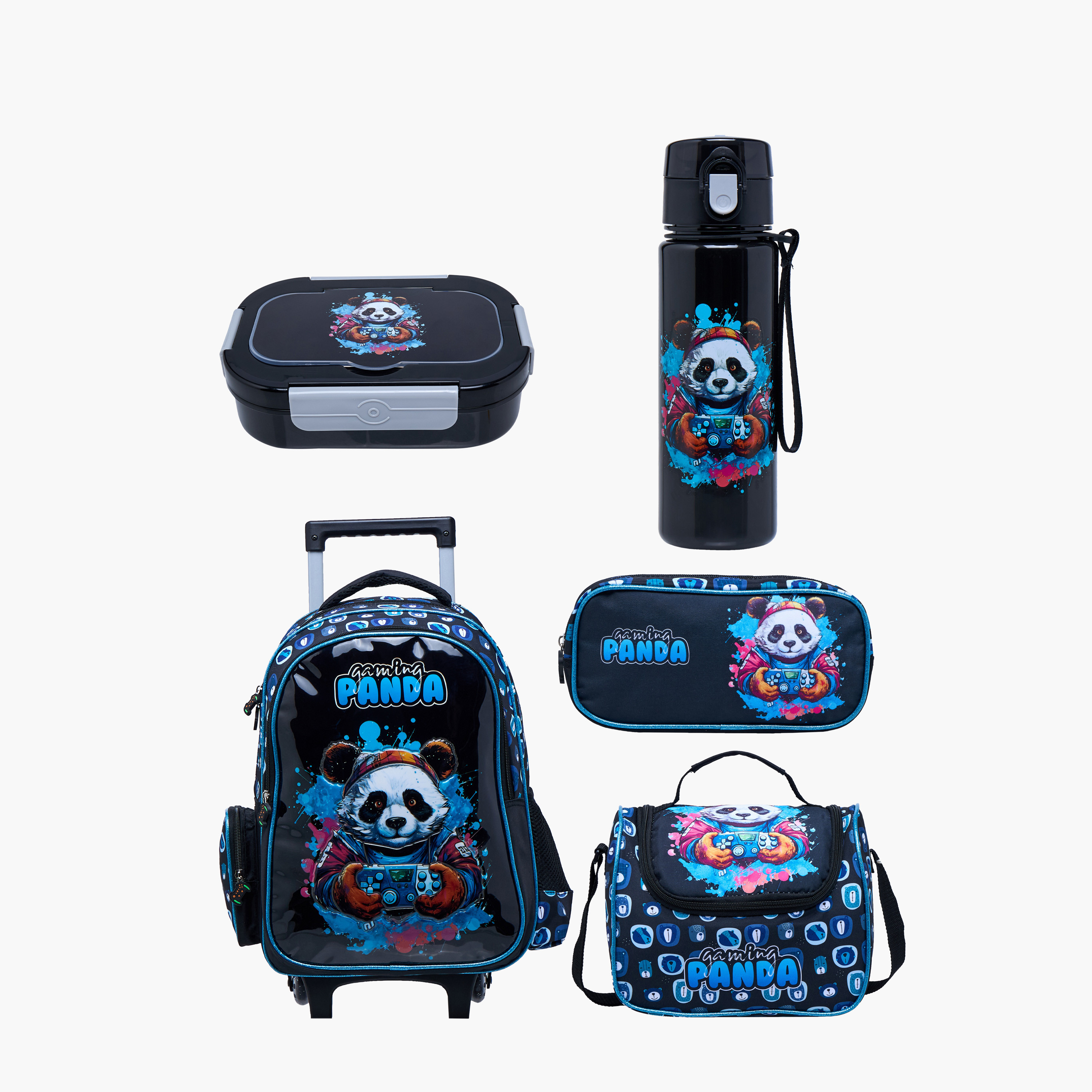 طقم شنطة ترولي مدرسية 5 قطع للأولاد 5-8 سنوات مع شنطة غداء ومقلمة بطبعات حيوانات من جونيورز-school-bagsandbackpacks-trolleybags-image-10