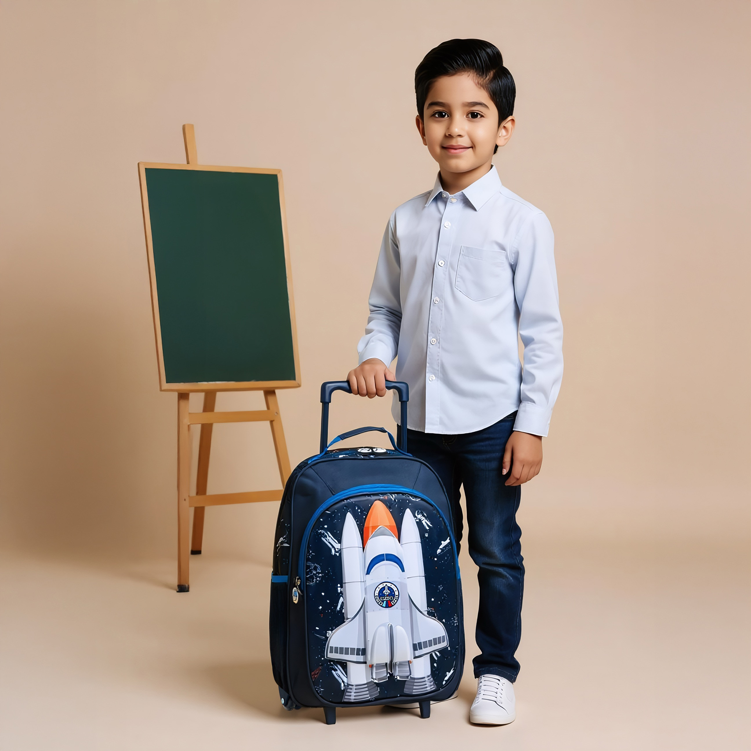 Juniors Space Rocket Print 5-Piece Trolley Backpack Set - 16 inches-school-bagsandbackpacks-trolleybags-image-3