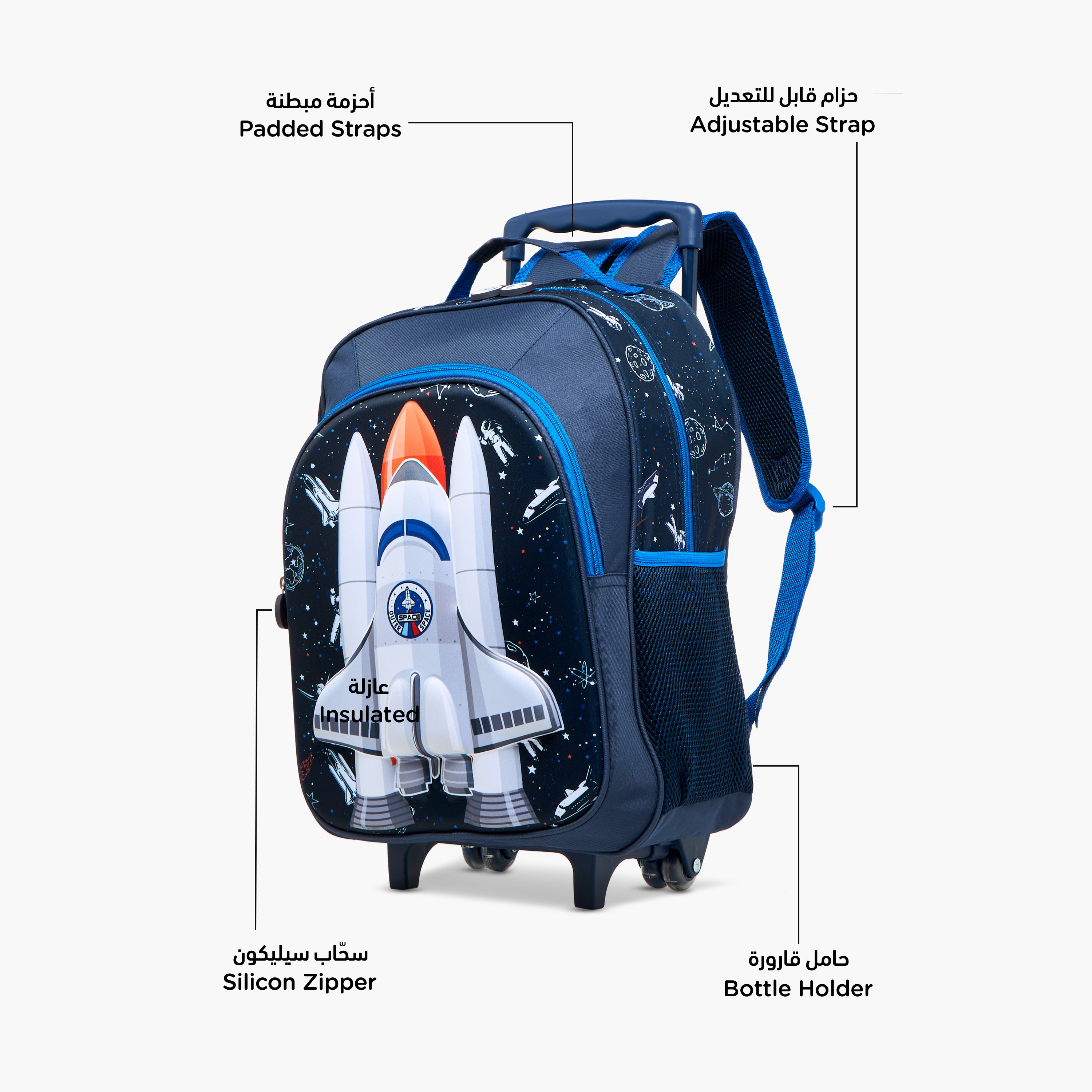 Juniors Space Rocket Print 5-Piece Trolley Backpack Set - 16 inches-school-bagsandbackpacks-trolleybags-image-10