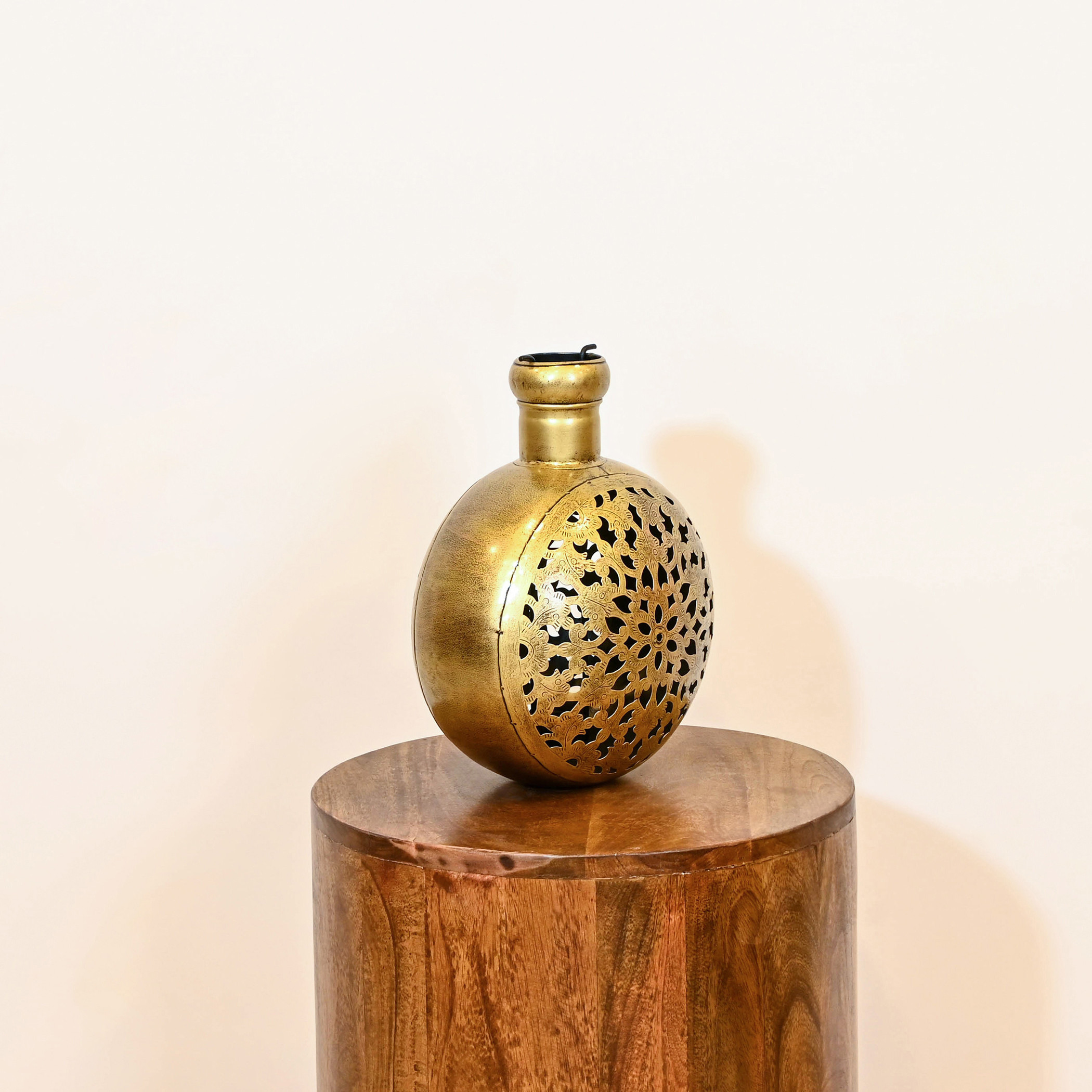 Crafted by Lifestyle Cutwork Detail Metal Candleholder - 33 cms-household-decor-candleholdersandlanterns-image-1