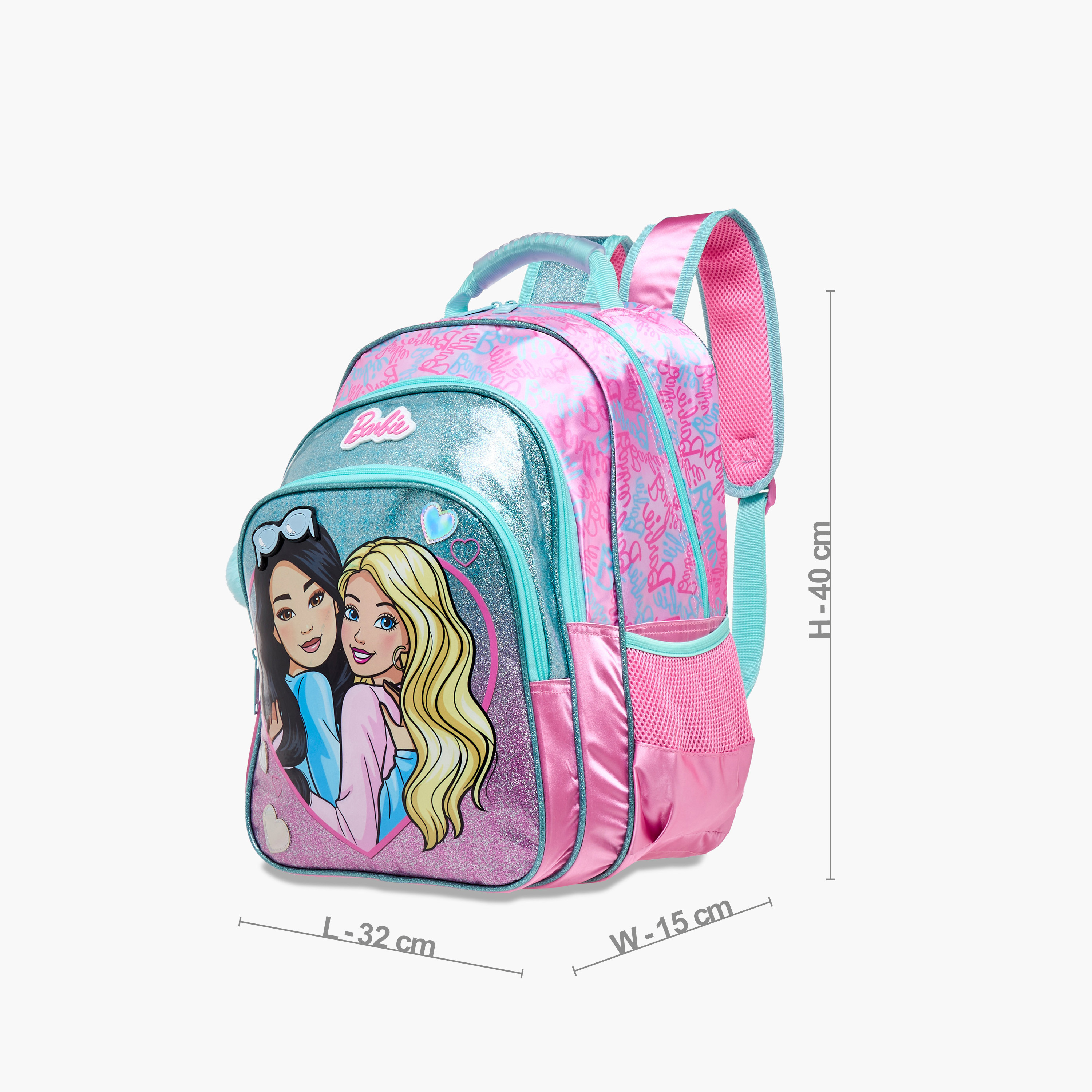 شنطة ظهر بطبعات باربي مع حمالات قابلة للتعديل وإغلاق بسحّاب - 16 بوصة-school-bagsandbackpacks-backpacks-image-7