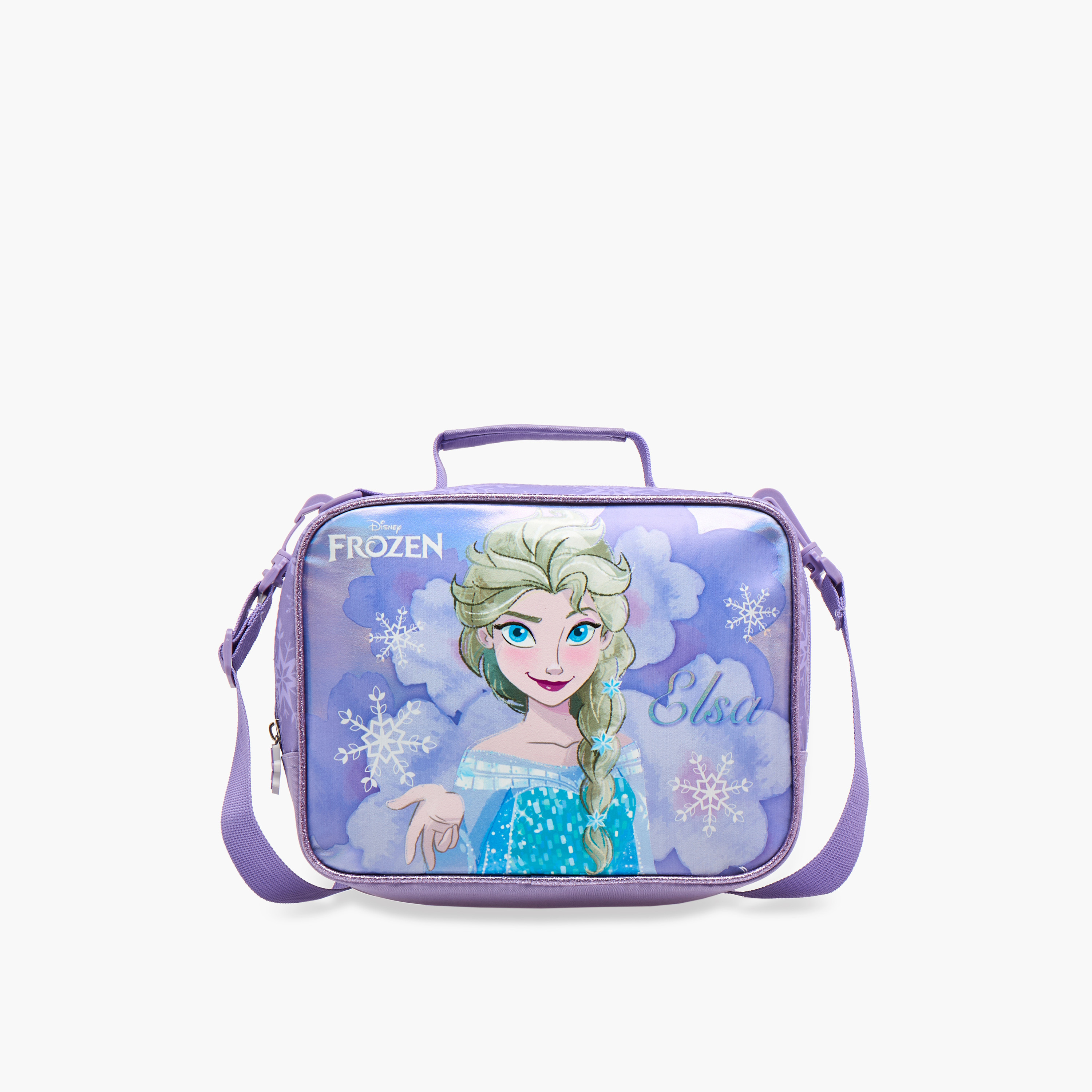 Disney Frozen Print Lunch Bag with Detachable Strap and Zip Closure-school-lunchessentials-lunchbags-image-1