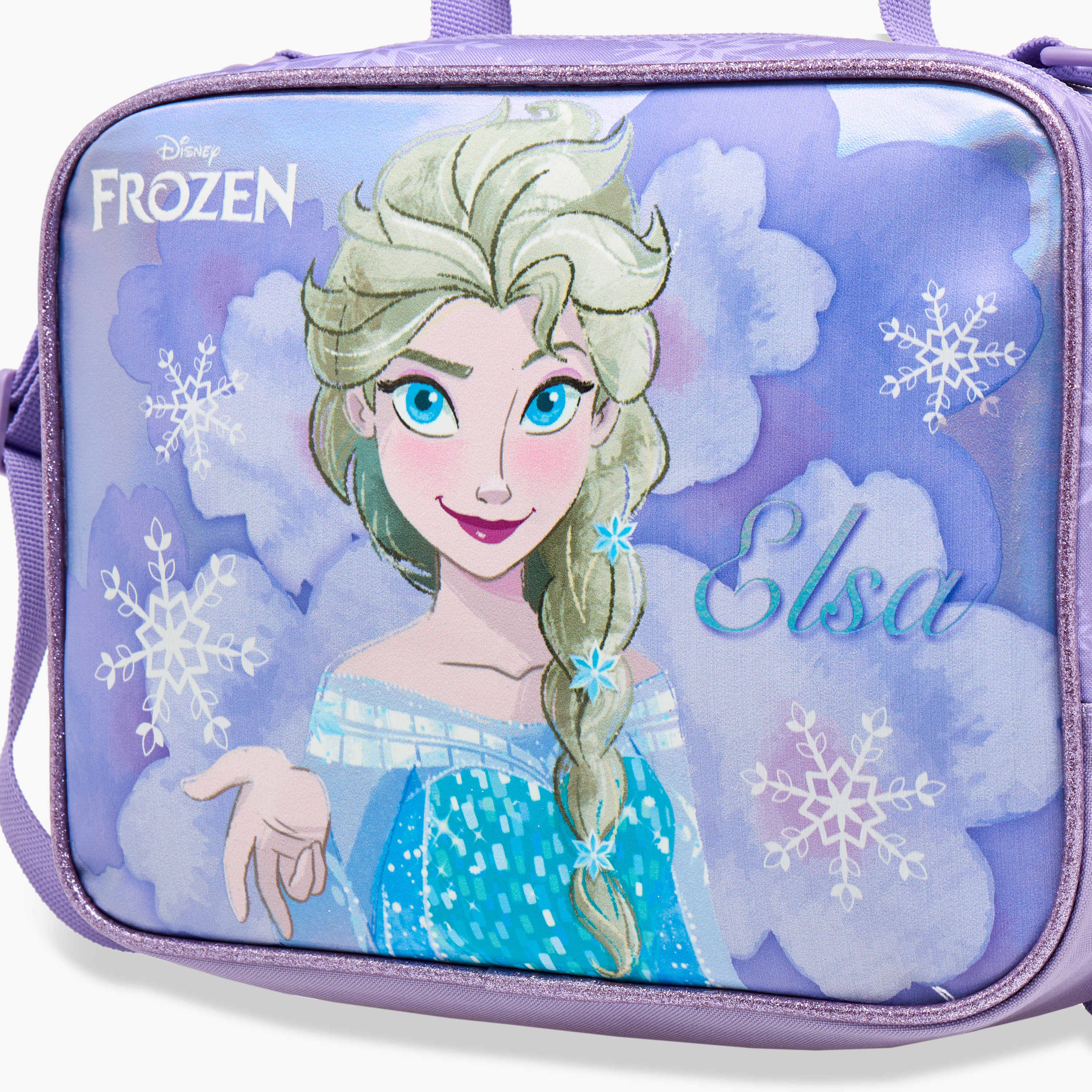 Disney Frozen Print Lunch Bag with Detachable Strap and Zip Closure-school-lunchessentials-lunchbags-image-3