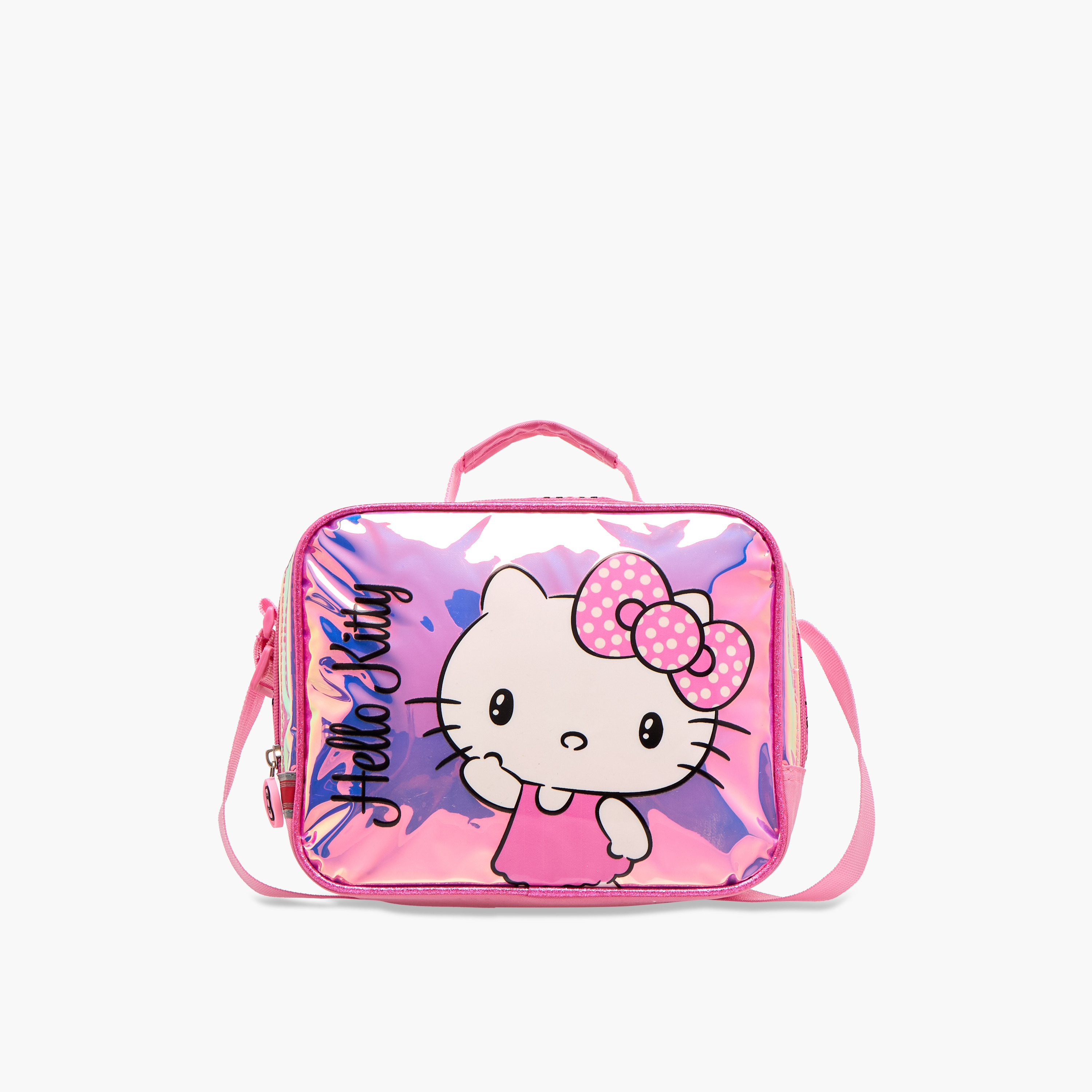 شنطة غداء بطبعات هالو كيتي وحزام قابل للتعديل وسحاب إغلاق-school-lunchessentials-lunchbags-image-1