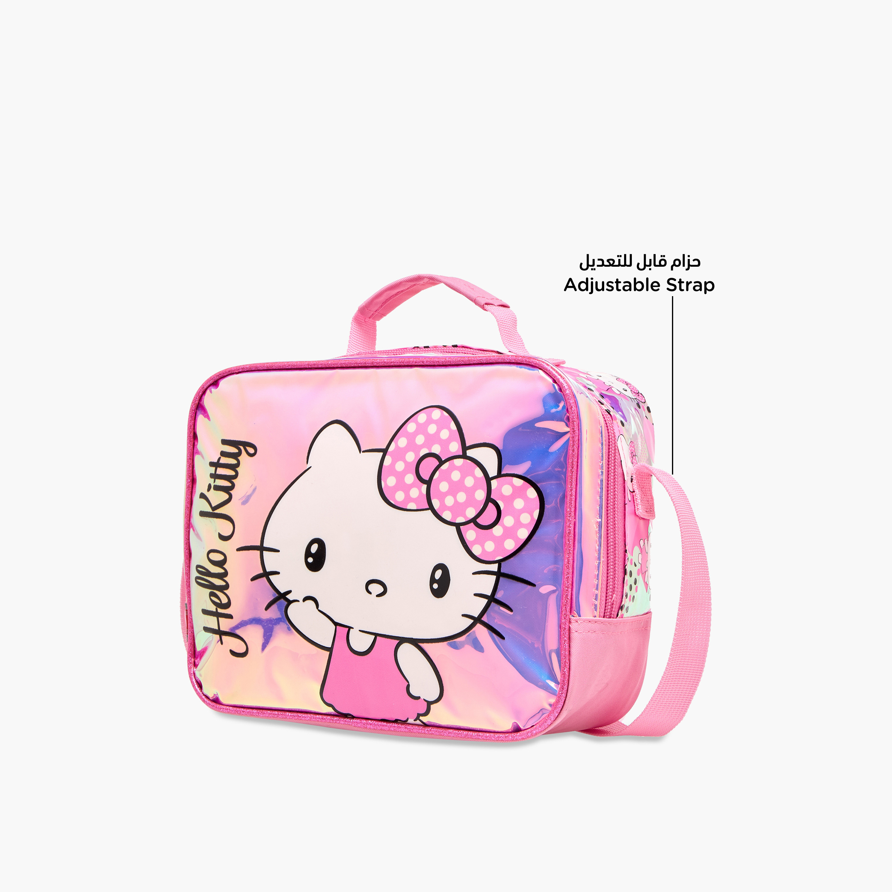 شنطة غداء بطبعات هالو كيتي وحزام قابل للتعديل وسحاب إغلاق-school-lunchessentials-lunchbags-image-6