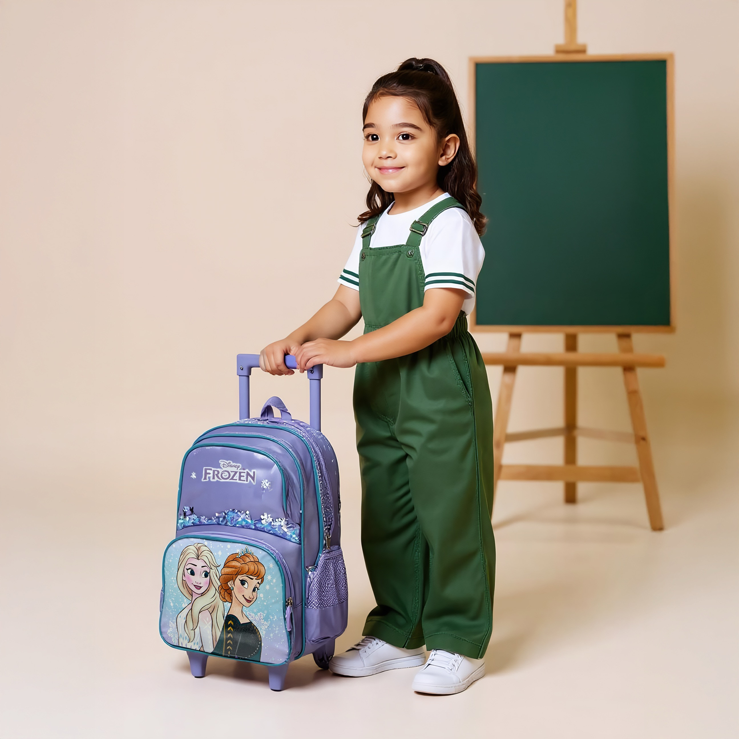 Disney Frozen Print Trolley Backpack with Retractable Handle - 16 inches-school-bagsandbackpacks-trolleybags-image-2