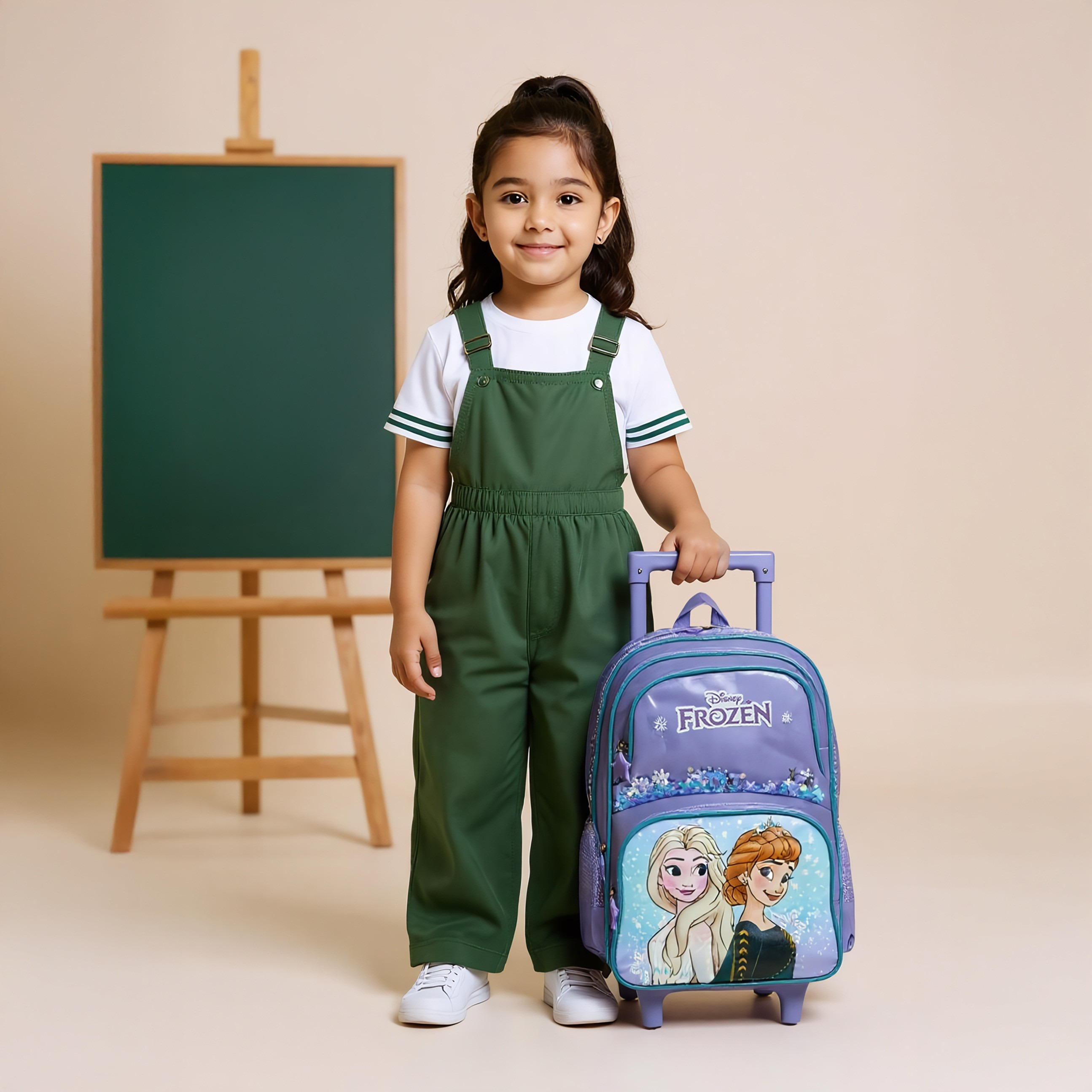 Disney Frozen Print Trolley Backpack with Retractable Handle - 16 inches-school-bagsandbackpacks-trolleybags-image-3