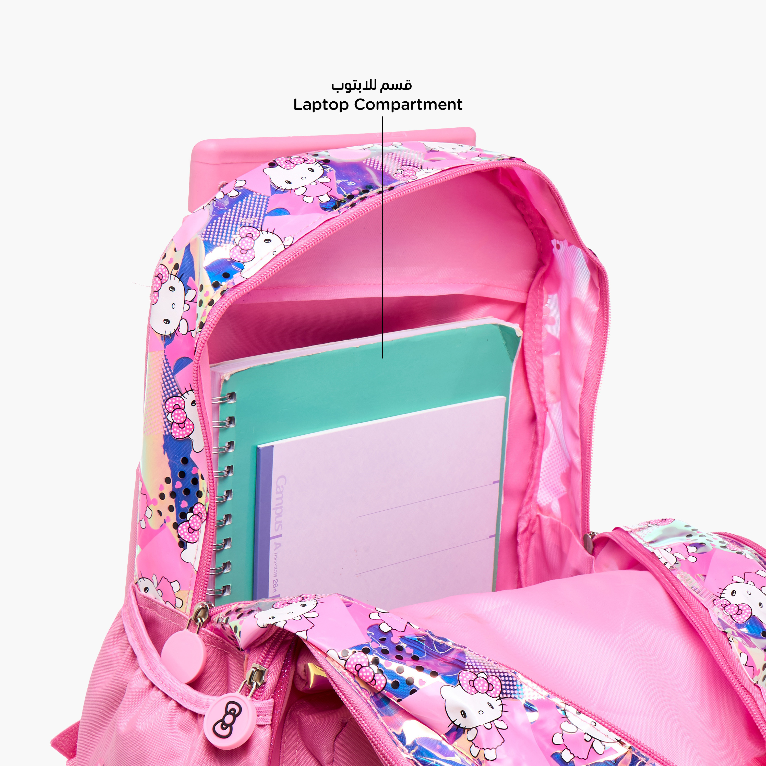 Hello Kitty Printed Trolley Backpack with Retractable Handle - 16 inches-school-bagsandbackpacks-trolleybags-image-20