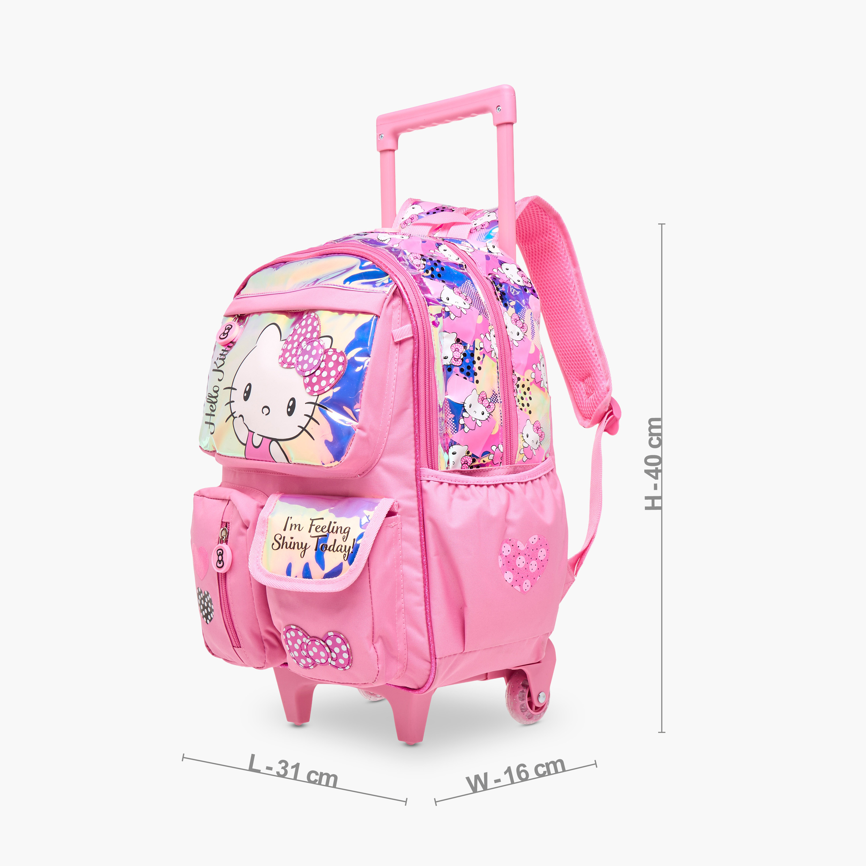 Hello Kitty Printed Trolley Backpack with Retractable Handle - 16 inches-school-bagsandbackpacks-trolleybags-image-4