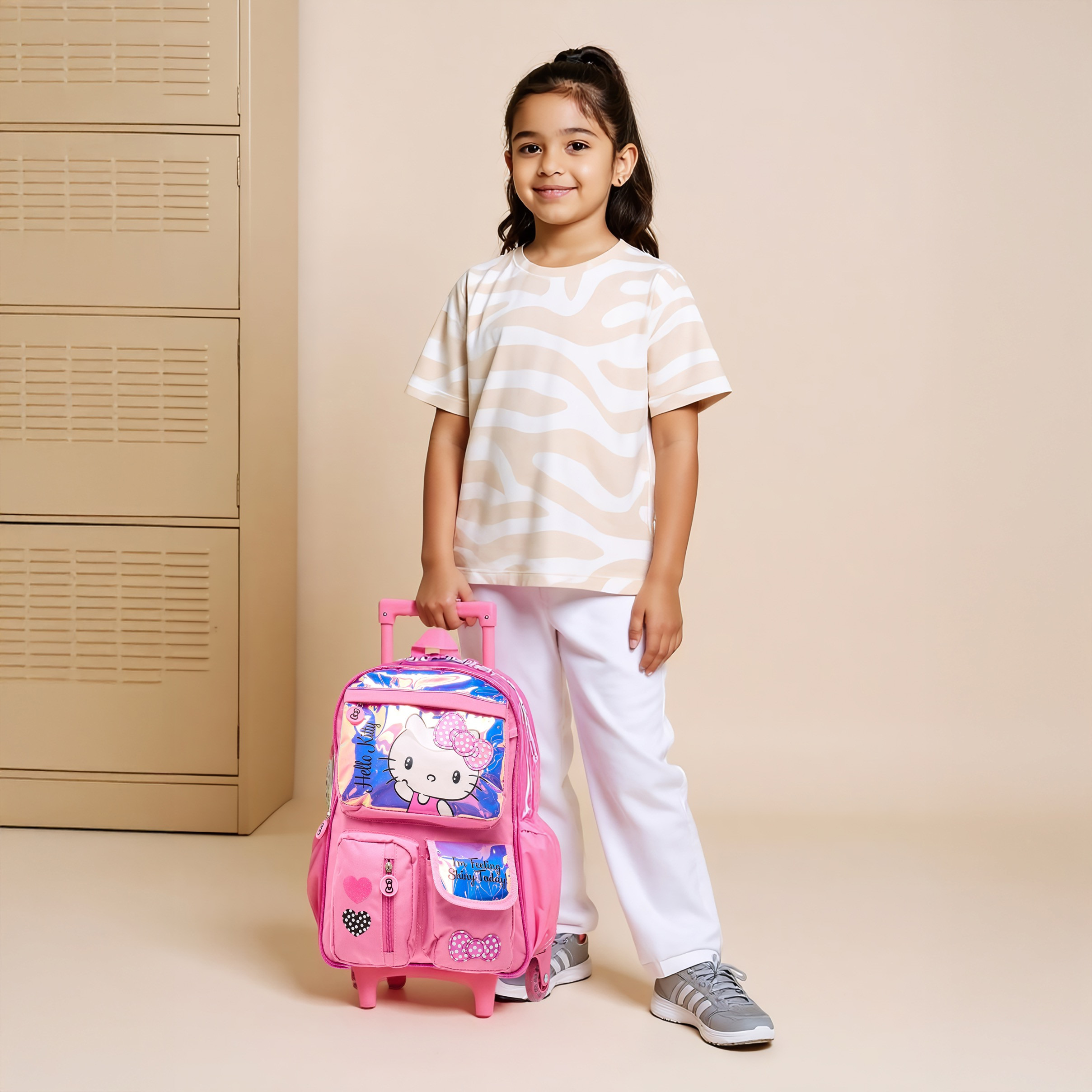 Hello Kitty Printed Trolley Backpack with Retractable Handle - 16 inches-school-bagsandbackpacks-trolleybags-image-2