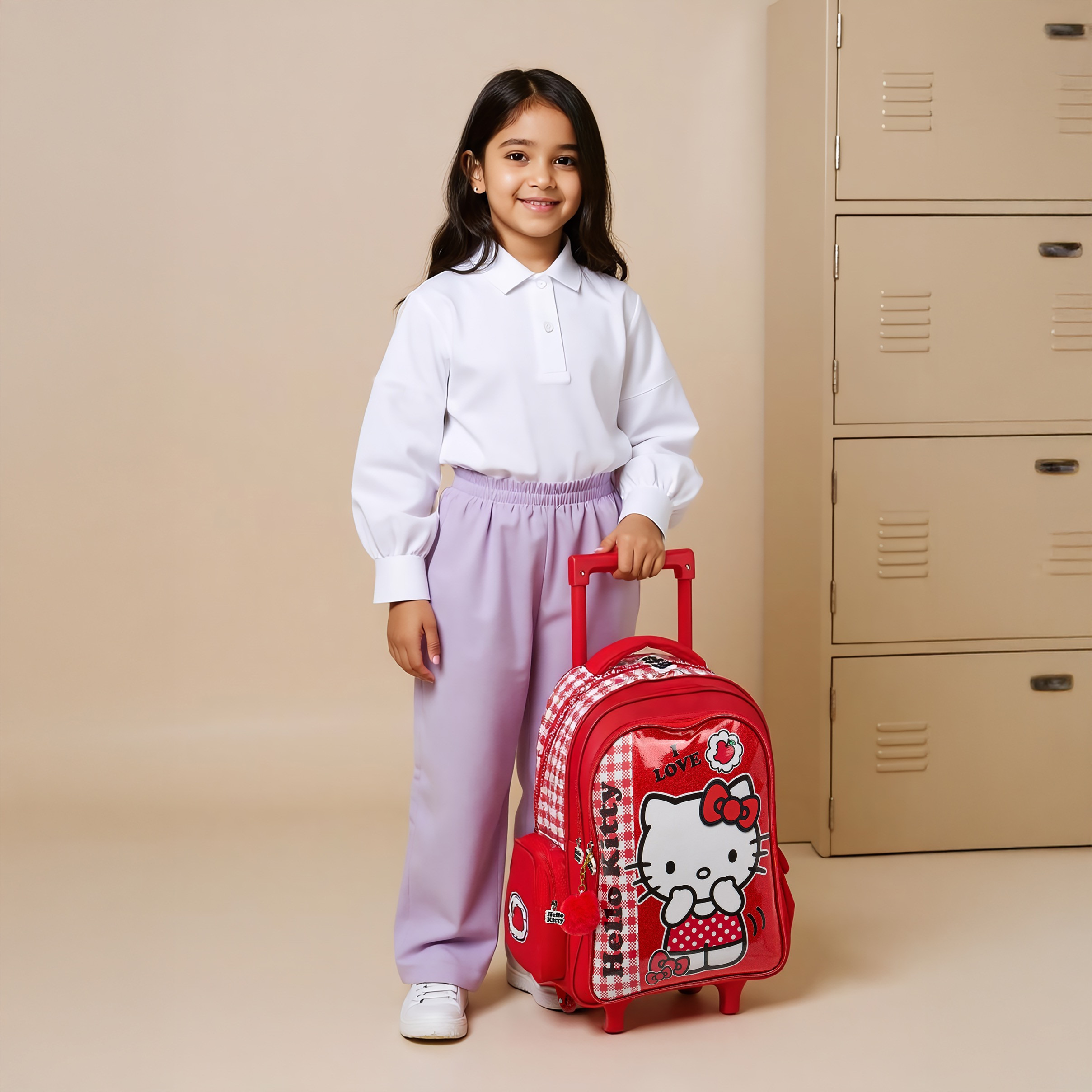 Hello Kitty Printed Trolley Backpack with Retractable Handle-school-bagsandbackpacks-trolleybags-image-2