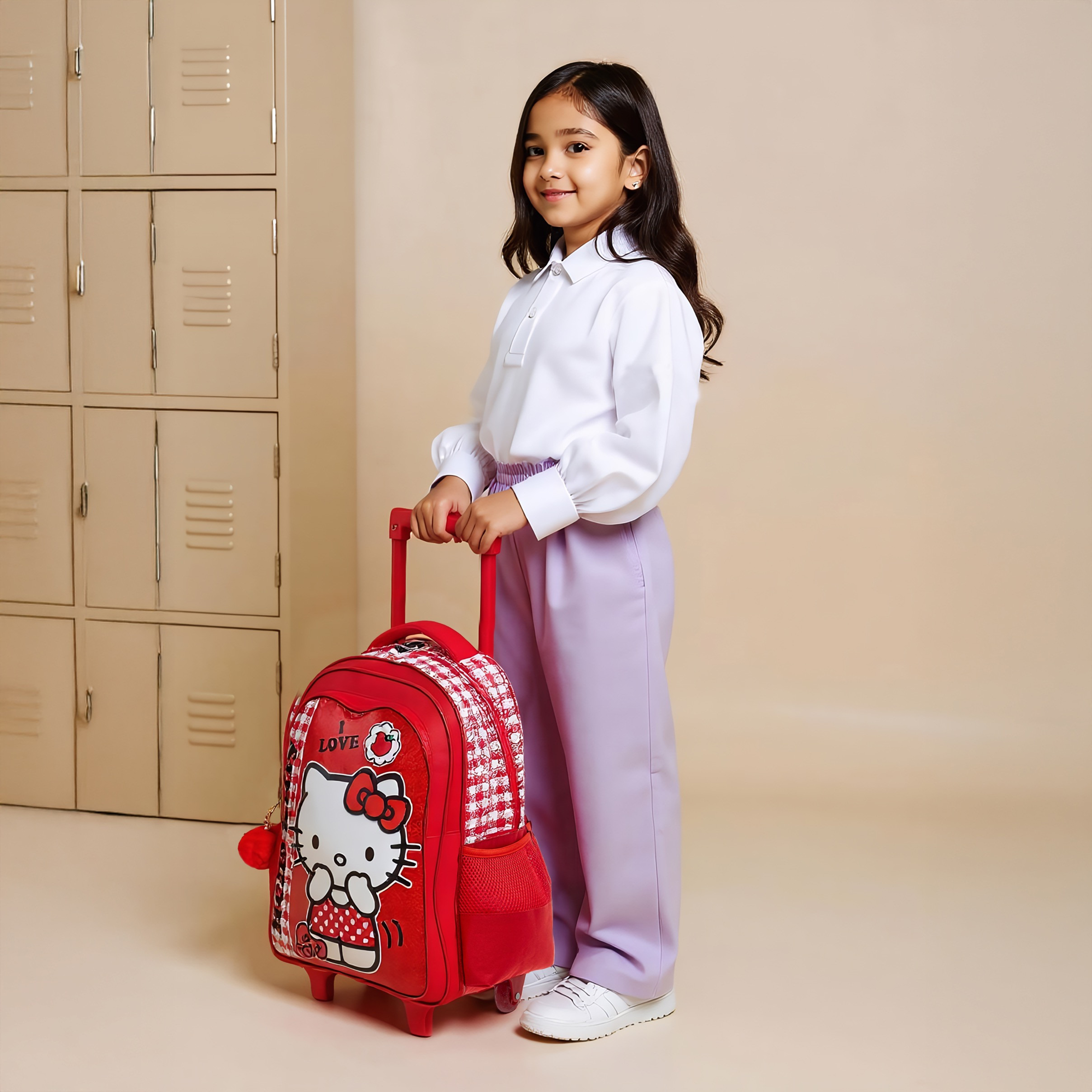 Hello Kitty Printed Trolley Backpack with Retractable Handle-school-bagsandbackpacks-trolleybags-image-3
