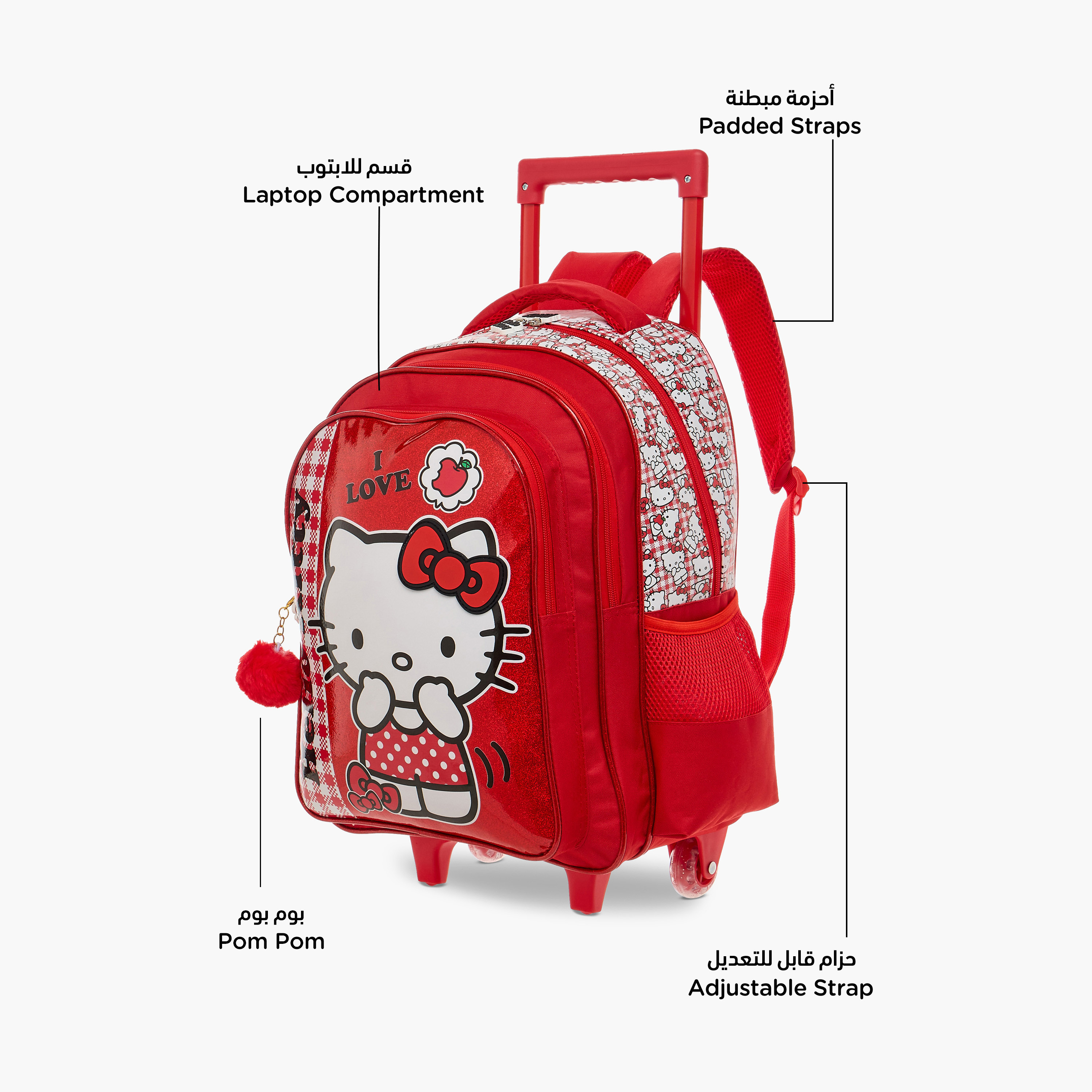 Hello Kitty Printed Trolley Backpack with Retractable Handle-school-bagsandbackpacks-trolleybags-image-8