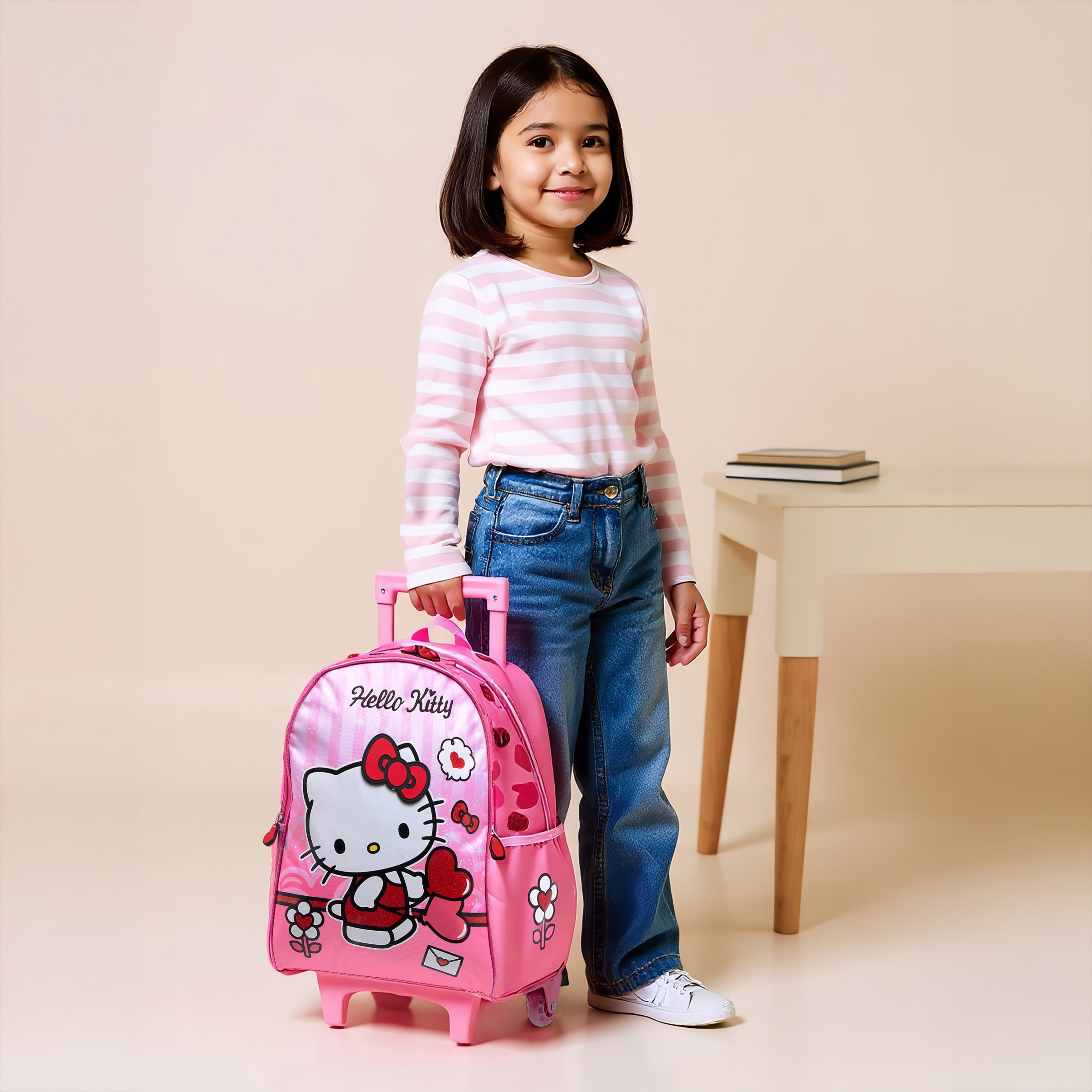 شنطة ظهر ترولي بطبعات هالو كيتي مع مقبض قابل للسحب - 16 بوصة-school-bagsandbackpacks-trolleybags-image-8