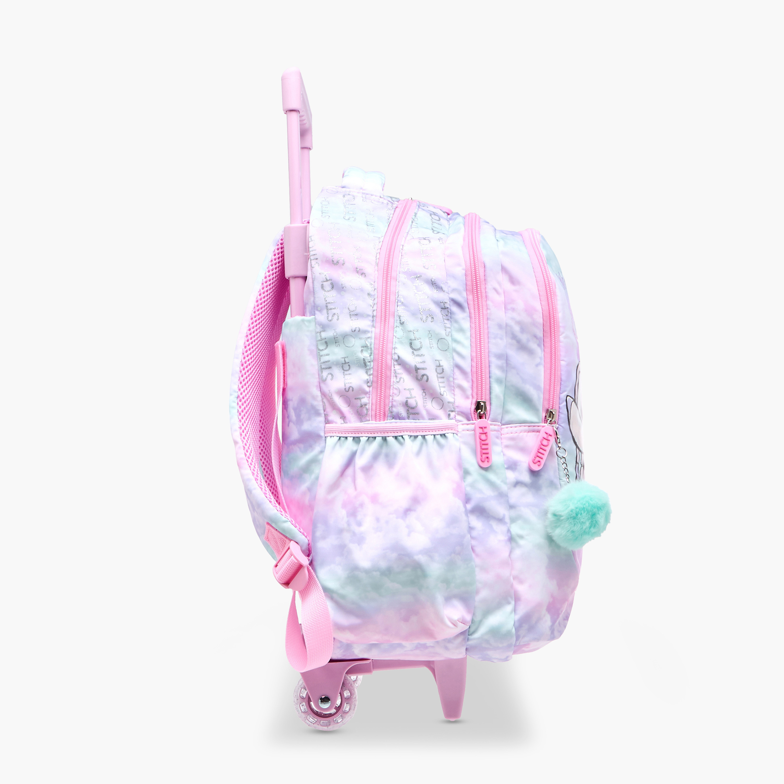 Disney Stitch and Angel Print Trolley Backpack with Retractable Handle - 16 inches-school-bagsandbackpacks-trolleybags-image-5