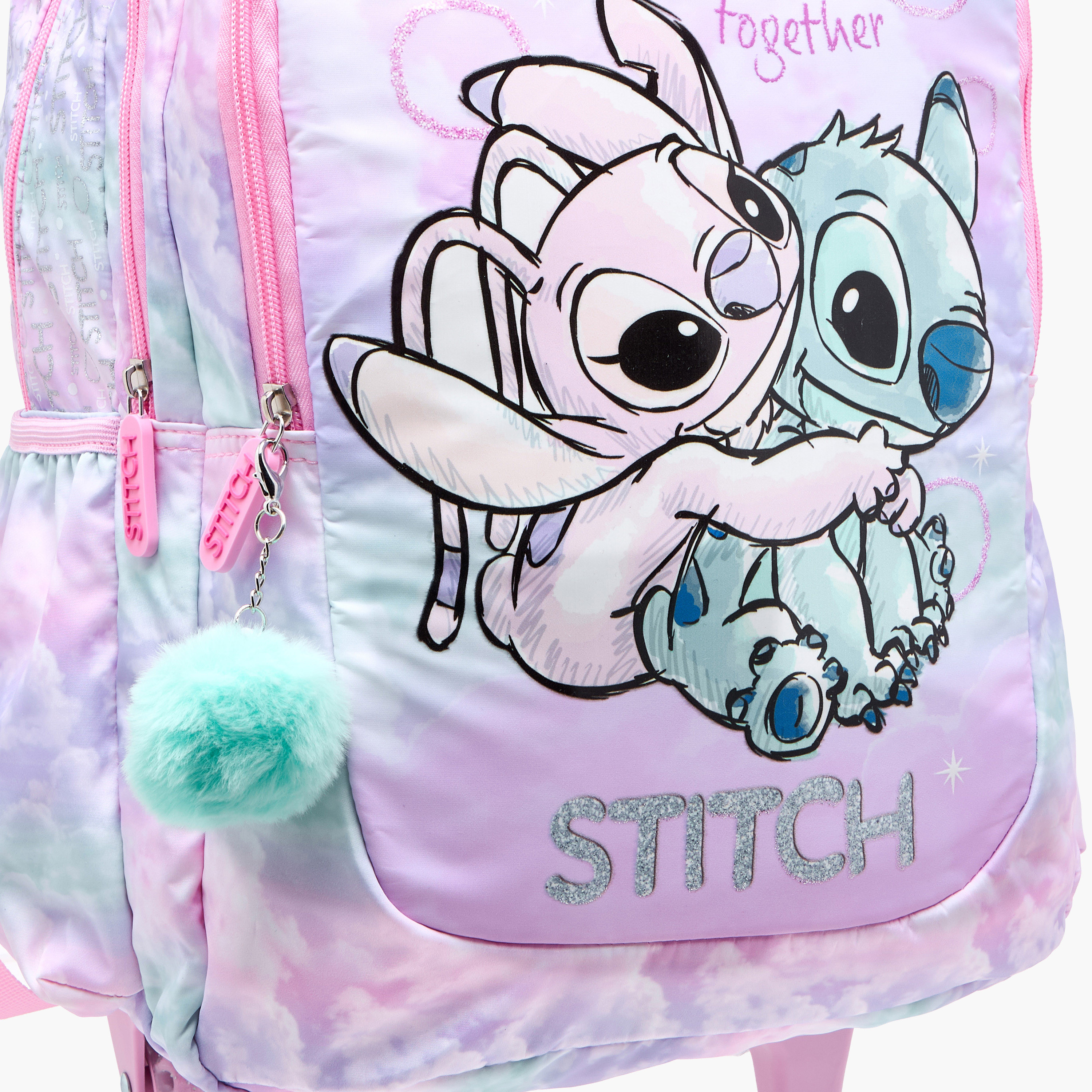 Disney Stitch and Angel Print Trolley Backpack with Retractable Handle - 16 inches-school-bagsandbackpacks-trolleybags-image-10