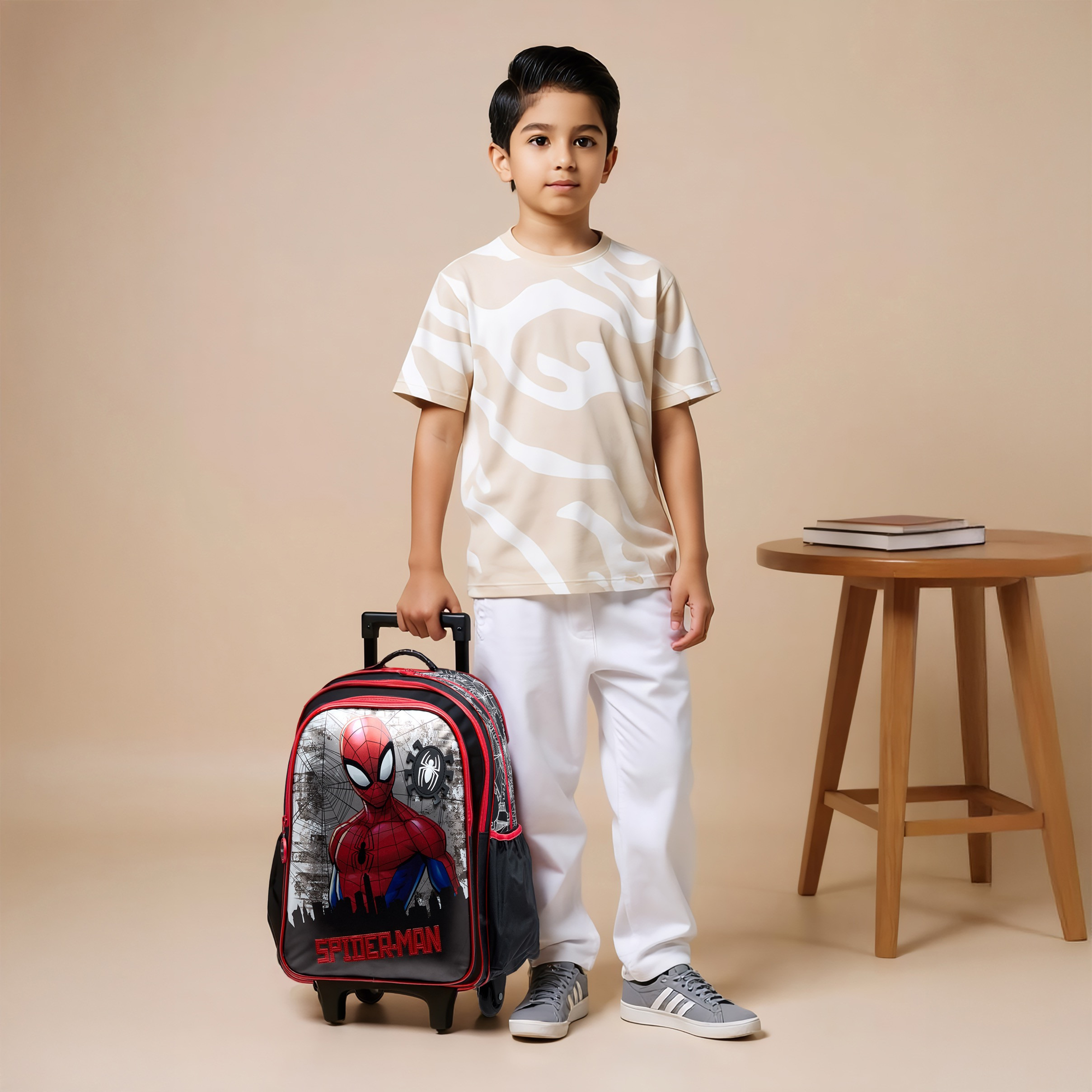 Spider-Man Print Trolley Backpack with Retractable Handle - 16 inches-school-bagsandbackpacks-trolleybags-image-2