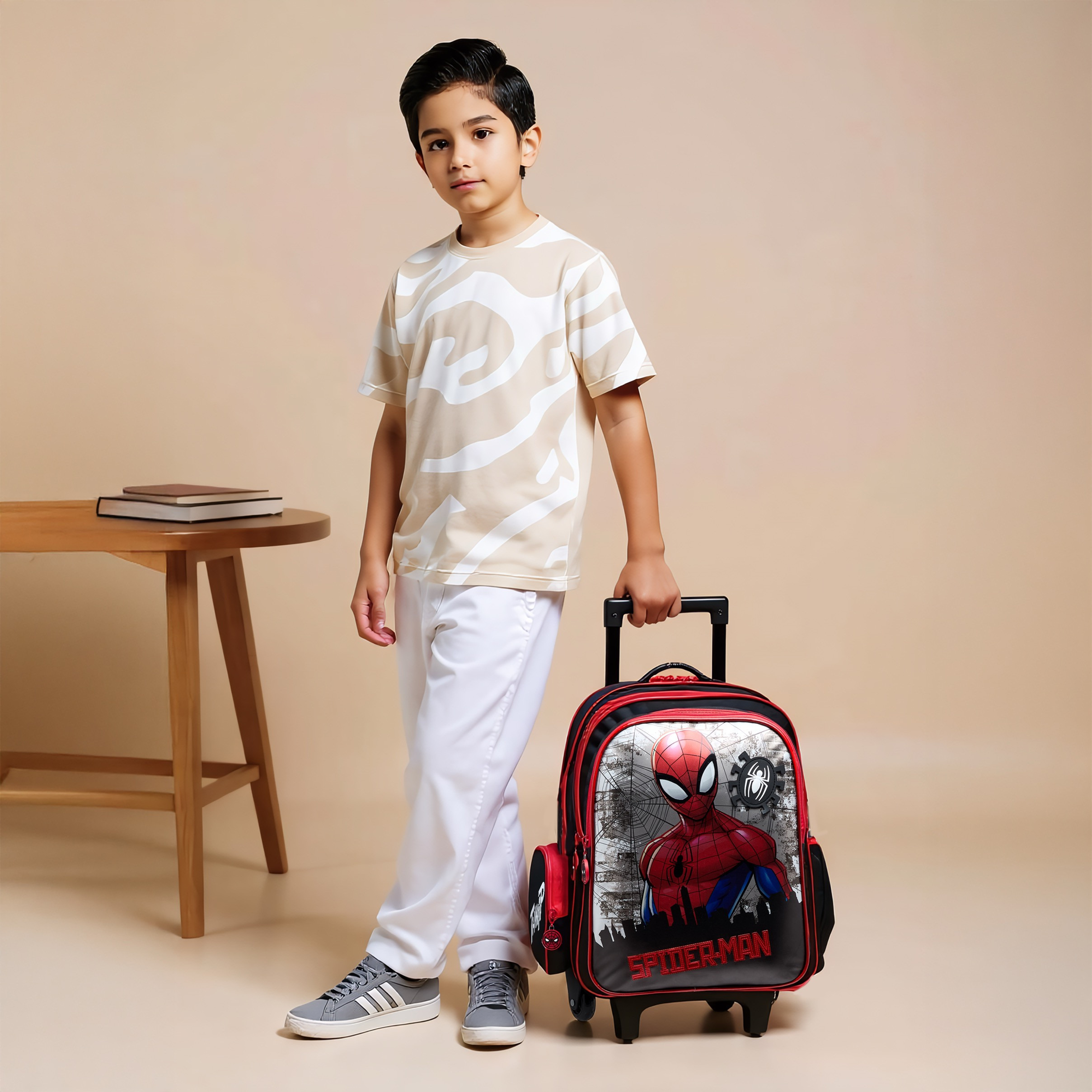 Spider-Man Print Trolley Backpack with Retractable Handle - 16 inches-school-bagsandbackpacks-trolleybags-image-3