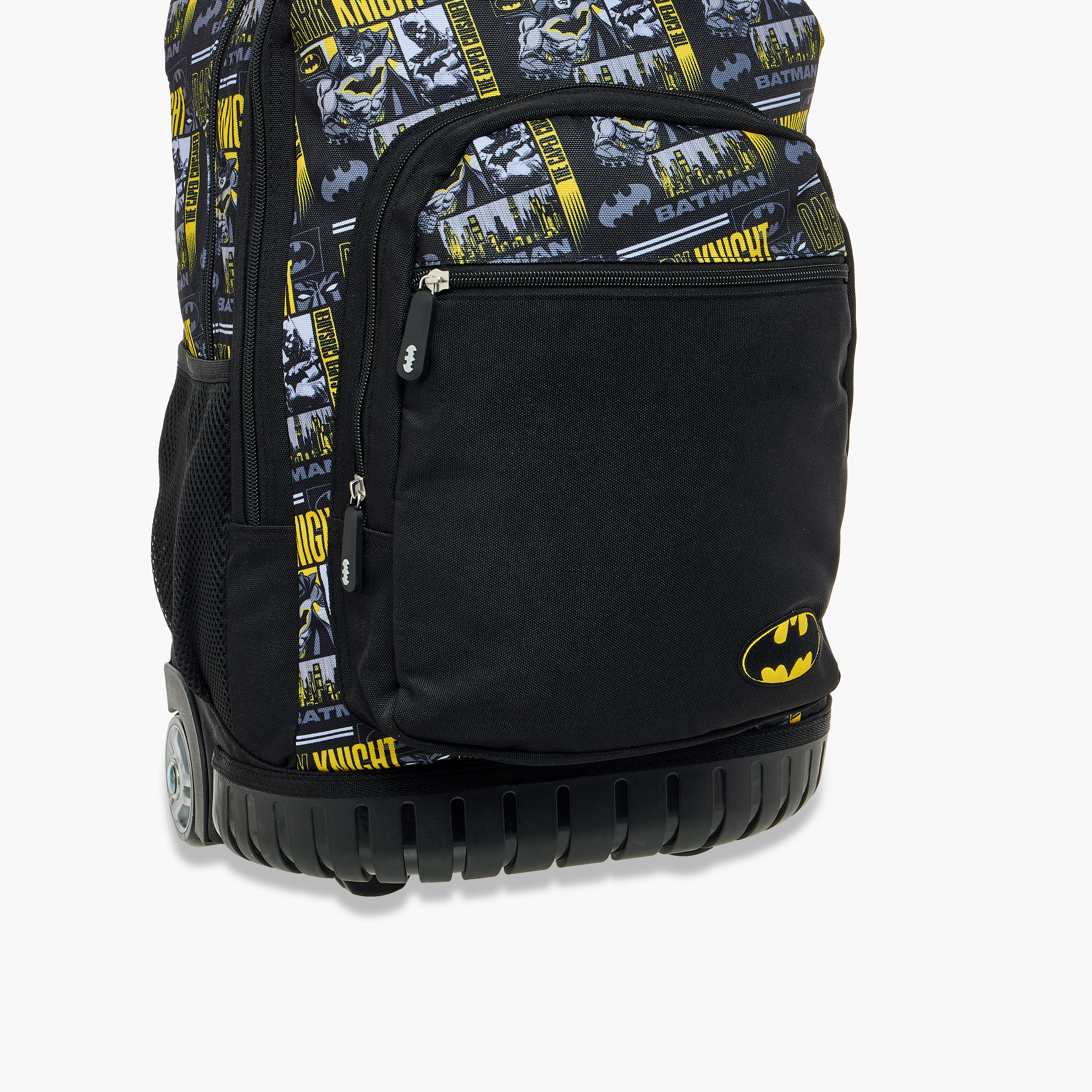 Batman Print Trolley Backpack with Retractable Handle and Zip Closure-school-bagsandbackpacks-trolleybags-image-14