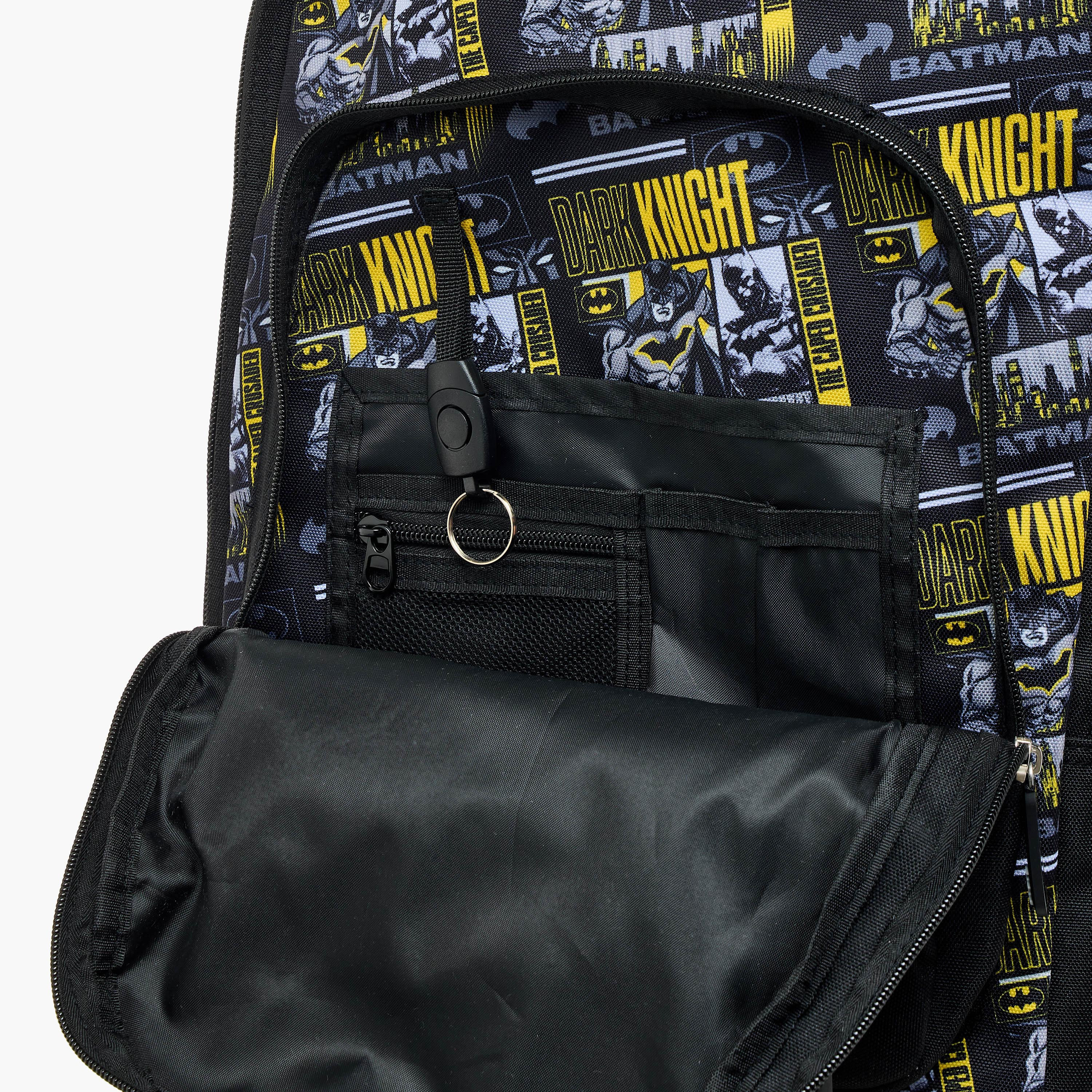 Batman Print Trolley Backpack with Retractable Handle and Zip Closure-school-bagsandbackpacks-trolleybags-image-15