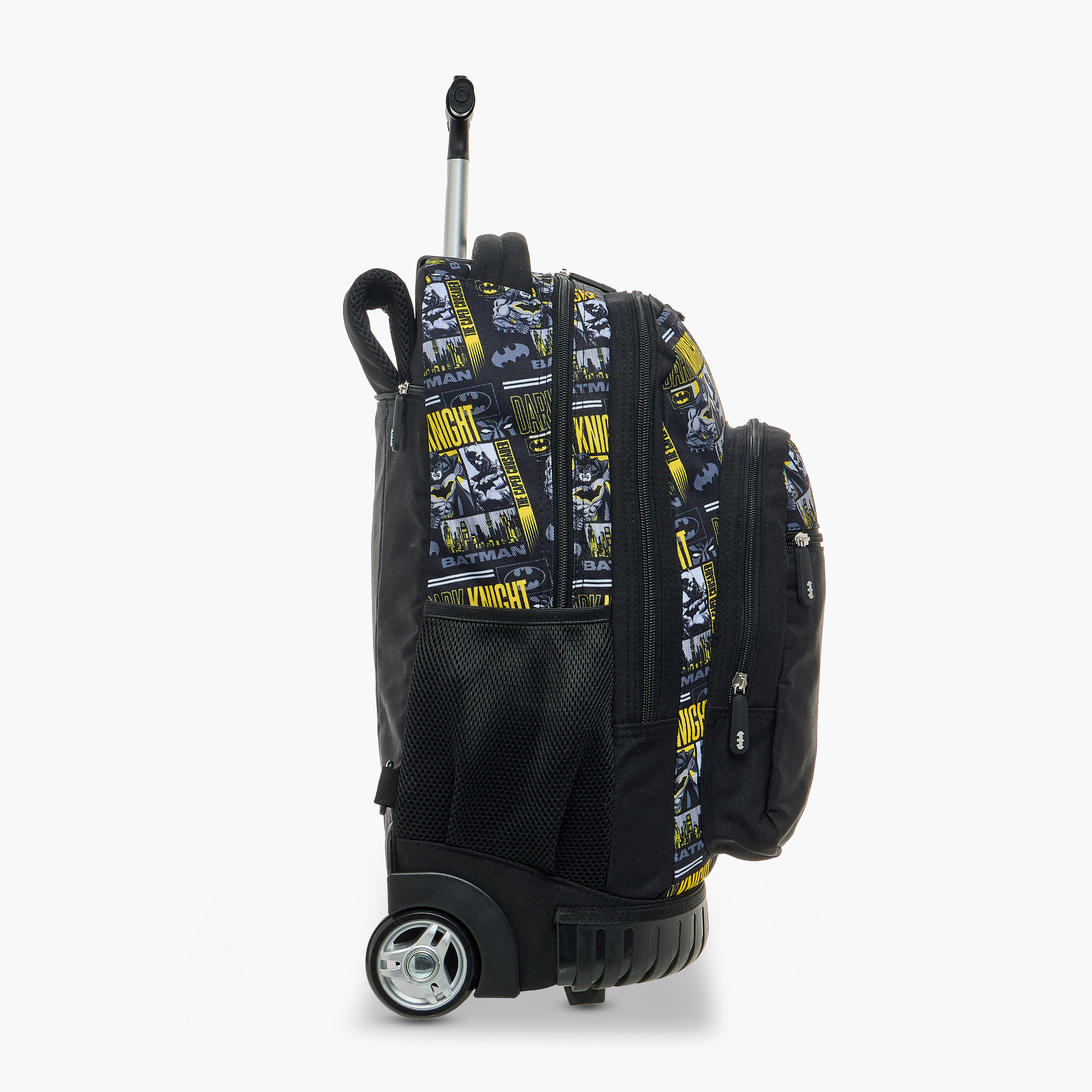 Batman Print Trolley Backpack with Retractable Handle and Zip Closure-school-bagsandbackpacks-trolleybags-image-5