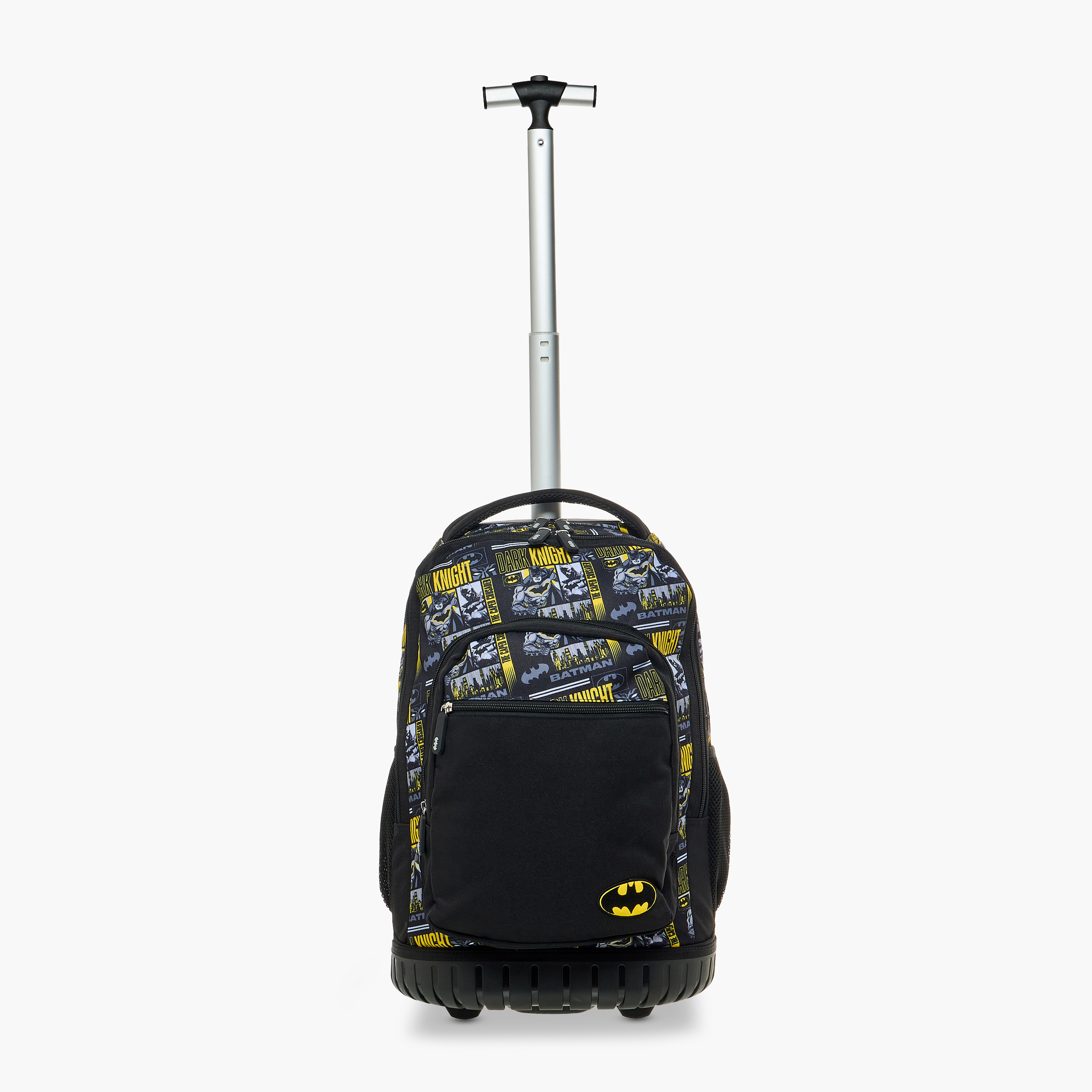 Batman Print Trolley Backpack with Retractable Handle and Zip Closure-school-bagsandbackpacks-trolleybags-image-9