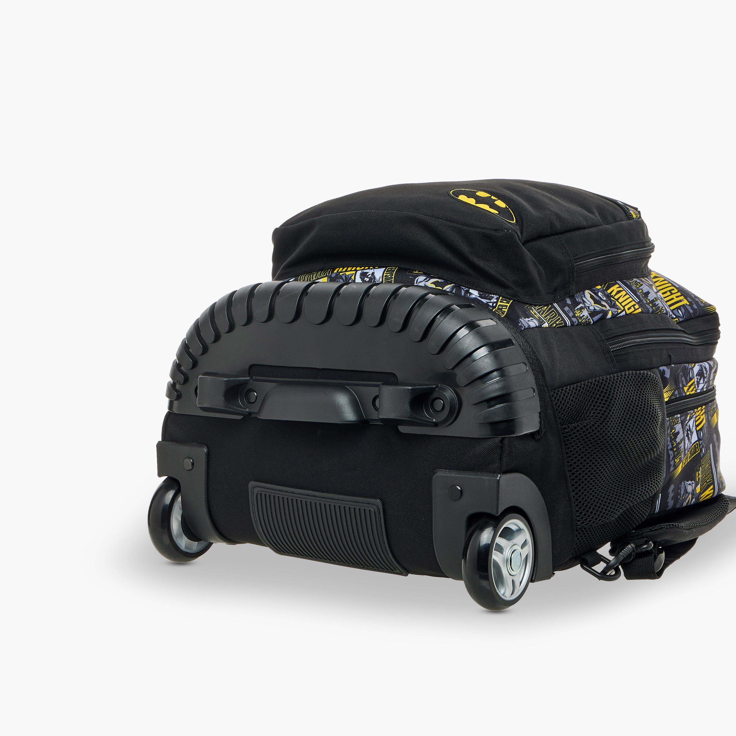 Batman Print Trolley Backpack with Retractable Handle and Zip Closure-school-bagsandbackpacks-trolleybags-image-10