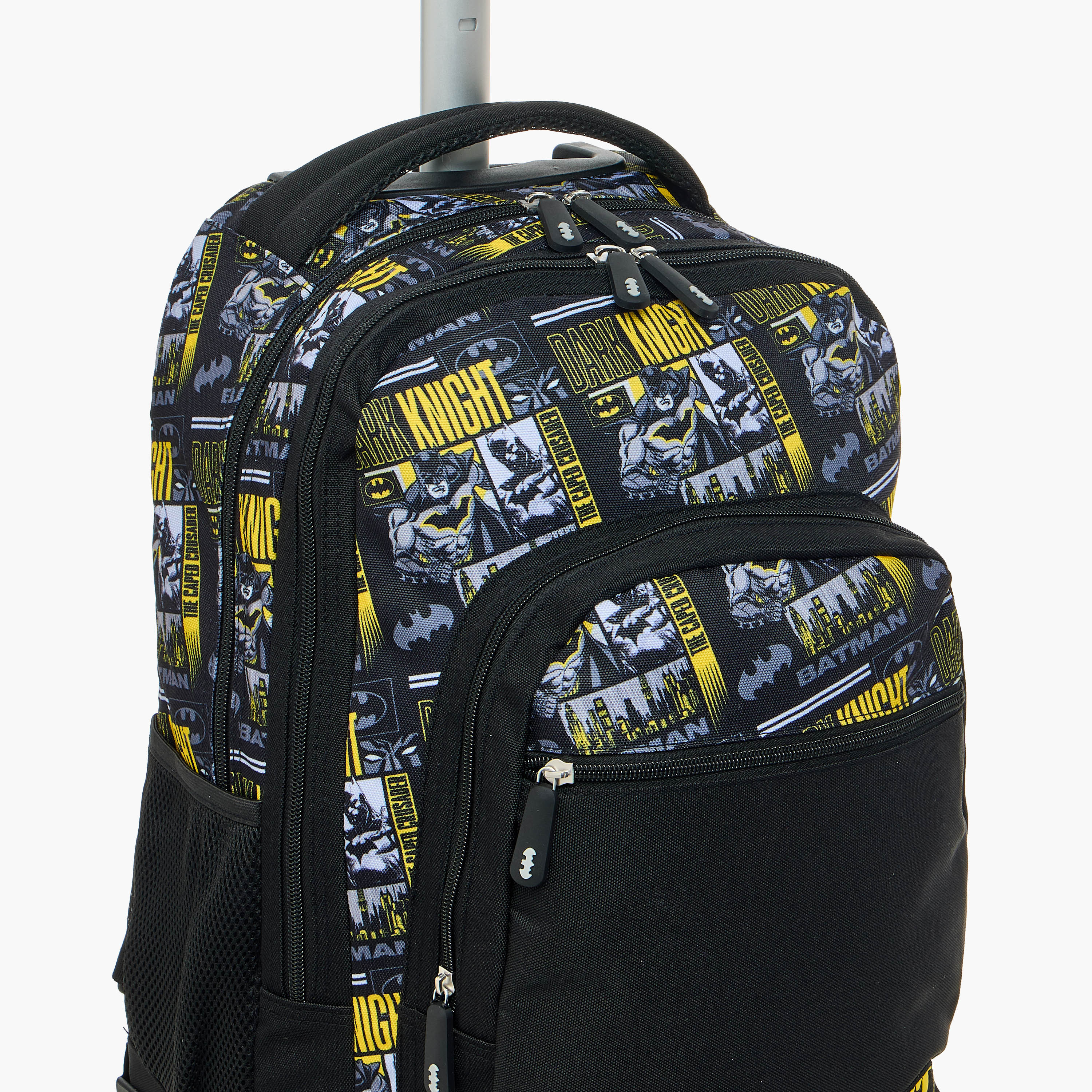 Batman Print Trolley Backpack with Retractable Handle and Zip Closure-school-bagsandbackpacks-trolleybags-image-11