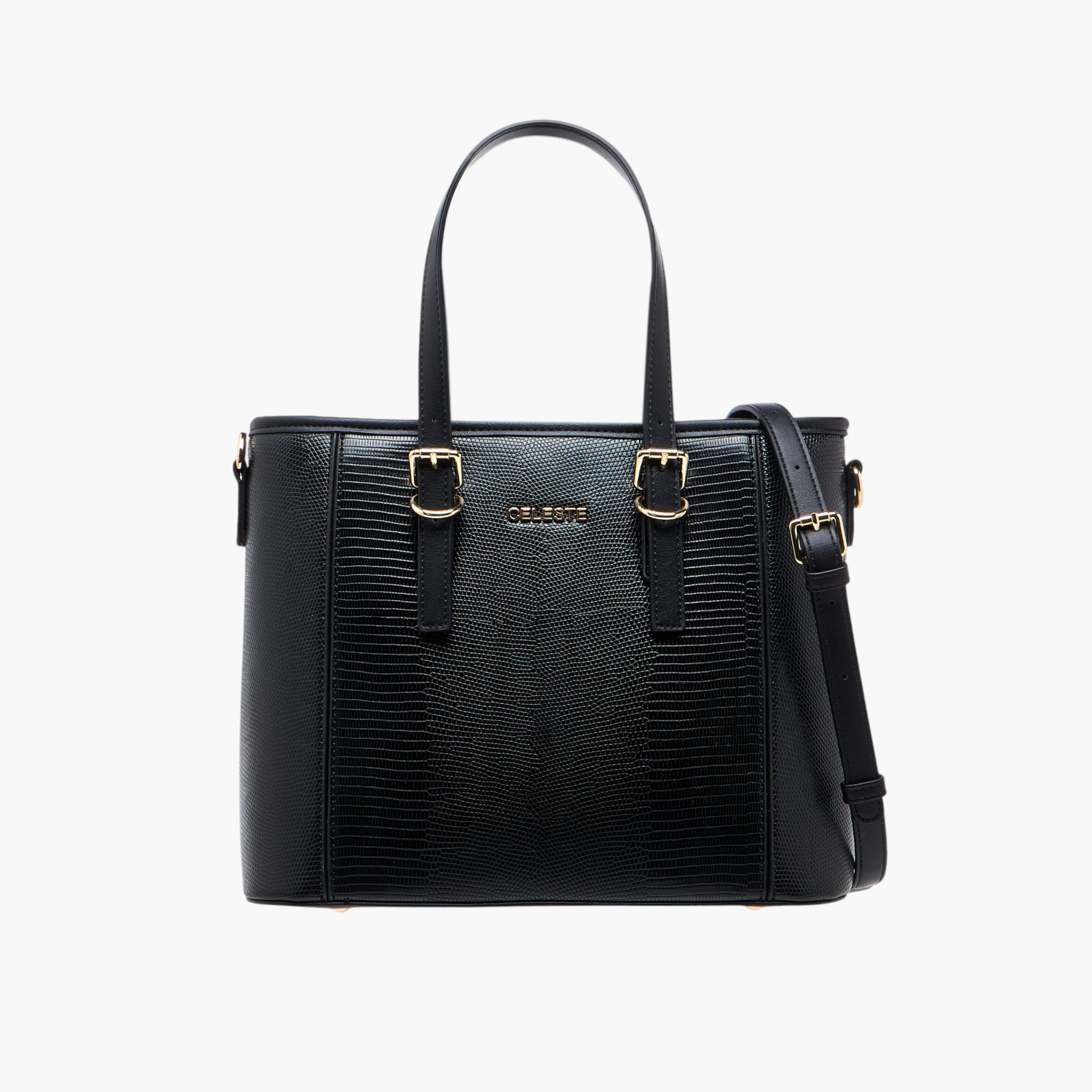 Celeste Textured Tote Bag with Double Handles and Detachable Strap-women-bagsandwallets-handbags-image-1