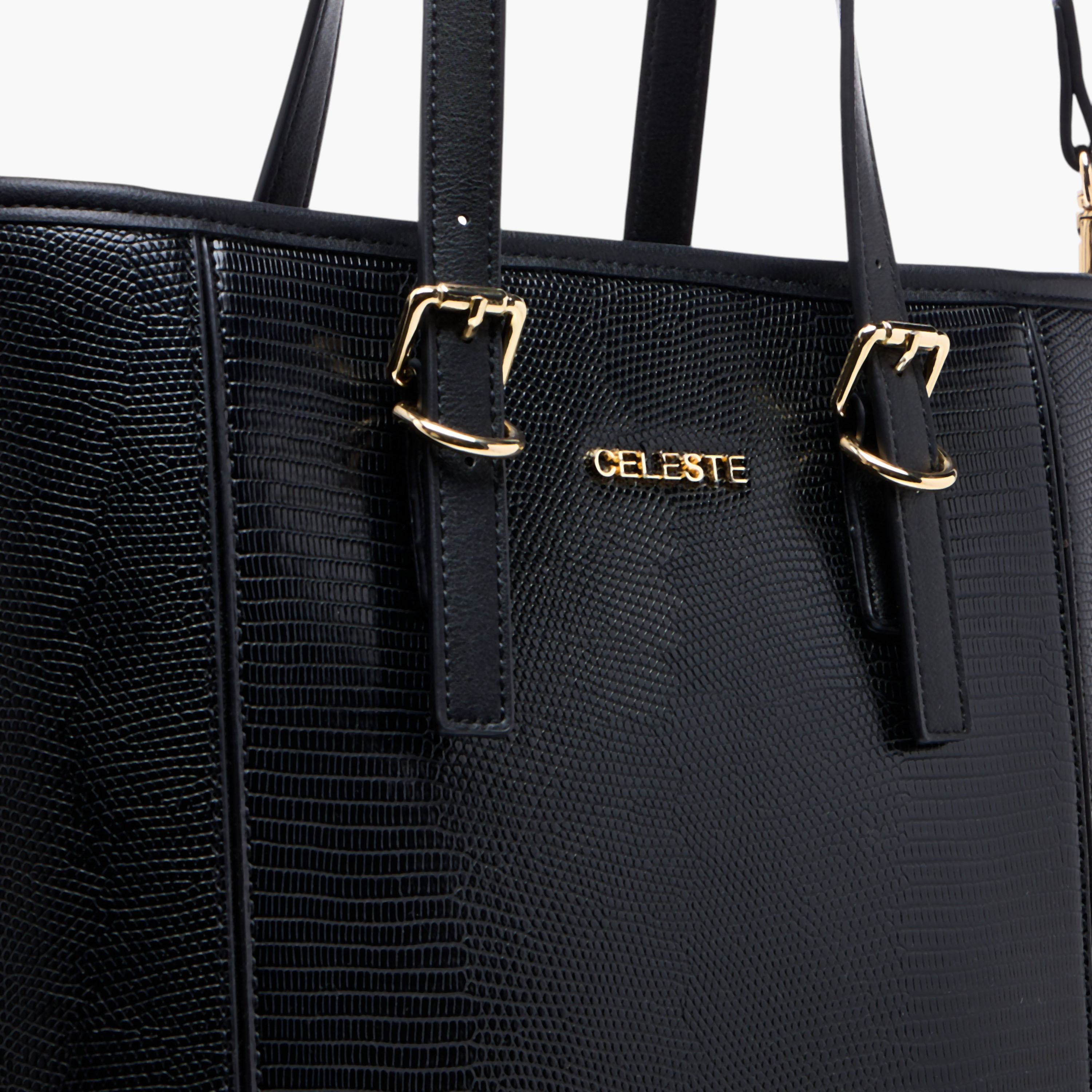 Celeste Textured Tote Bag with Double Handles and Detachable Strap-women-bagsandwallets-handbags-image-6