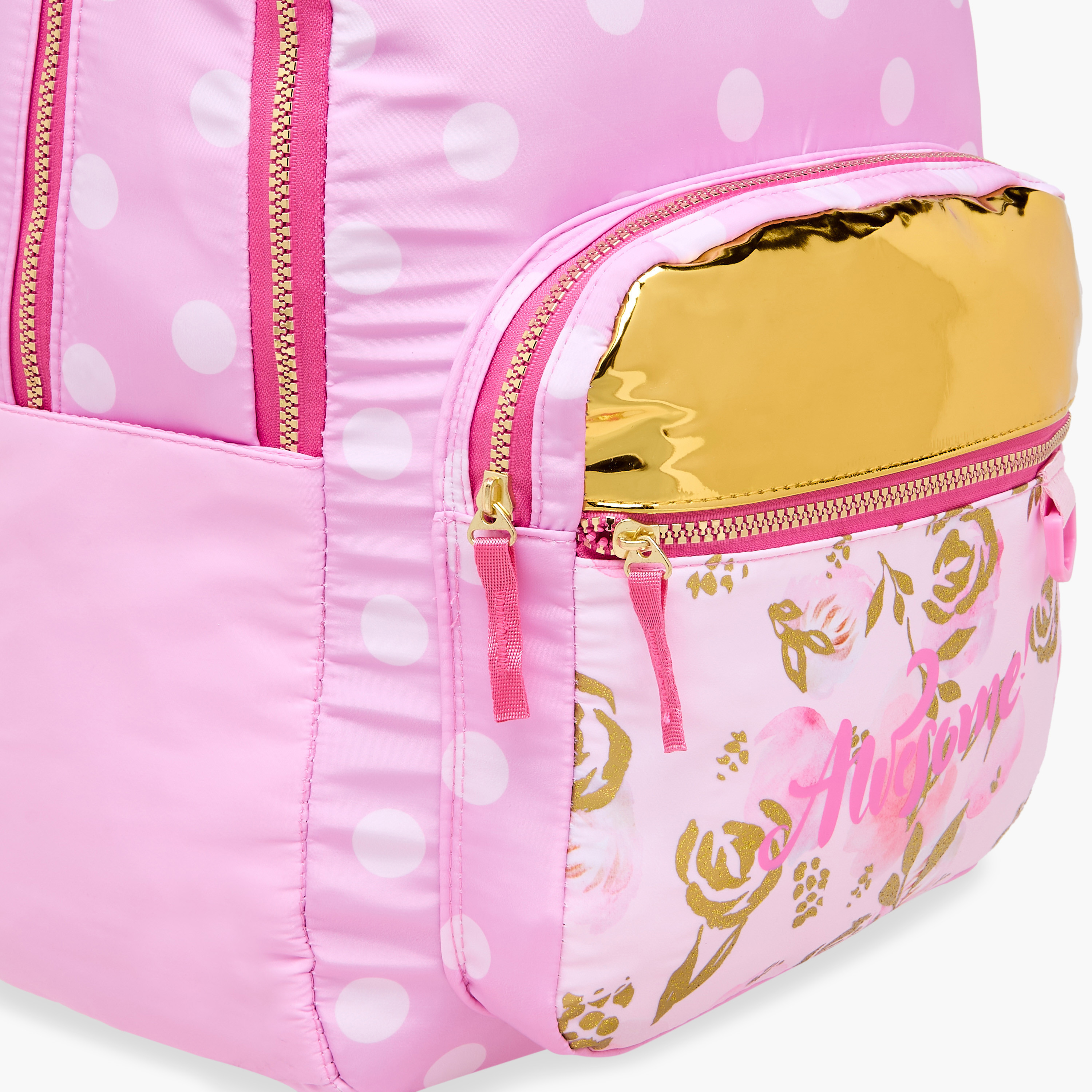 Juniors Polka Dot Print Backpack with Adjustable Shoulder Straps and Zip Closure - 18 inches-school-bagsandbackpacks-backpacks-image-9